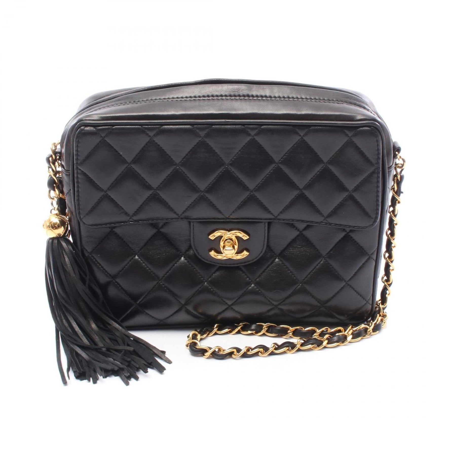 CHANEL Matelasse Shoulder Bag, Lambskin Leather, Women's, Black