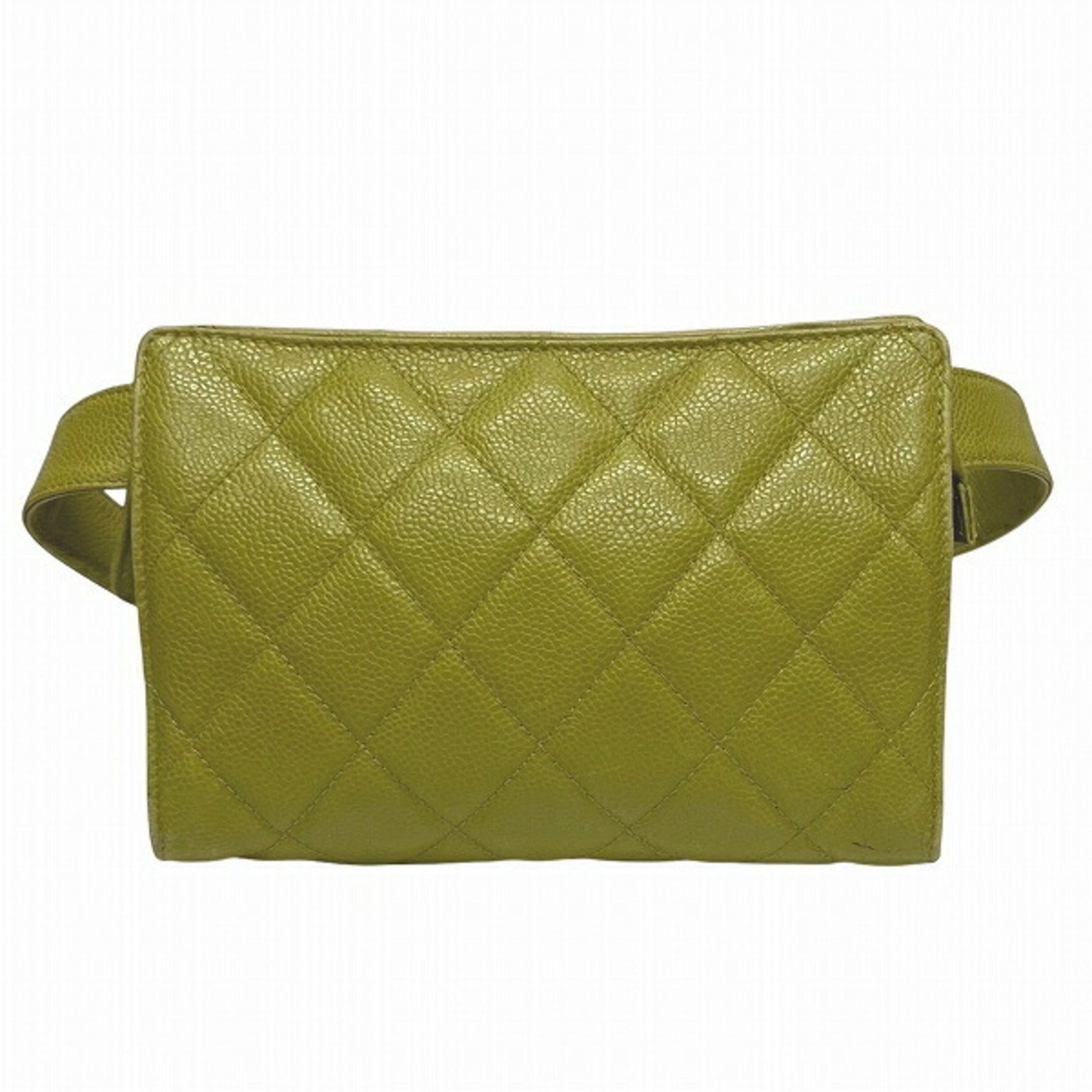 CHANEL Matelasse Caviar Skin Light Green Bag Waist Pouch Body