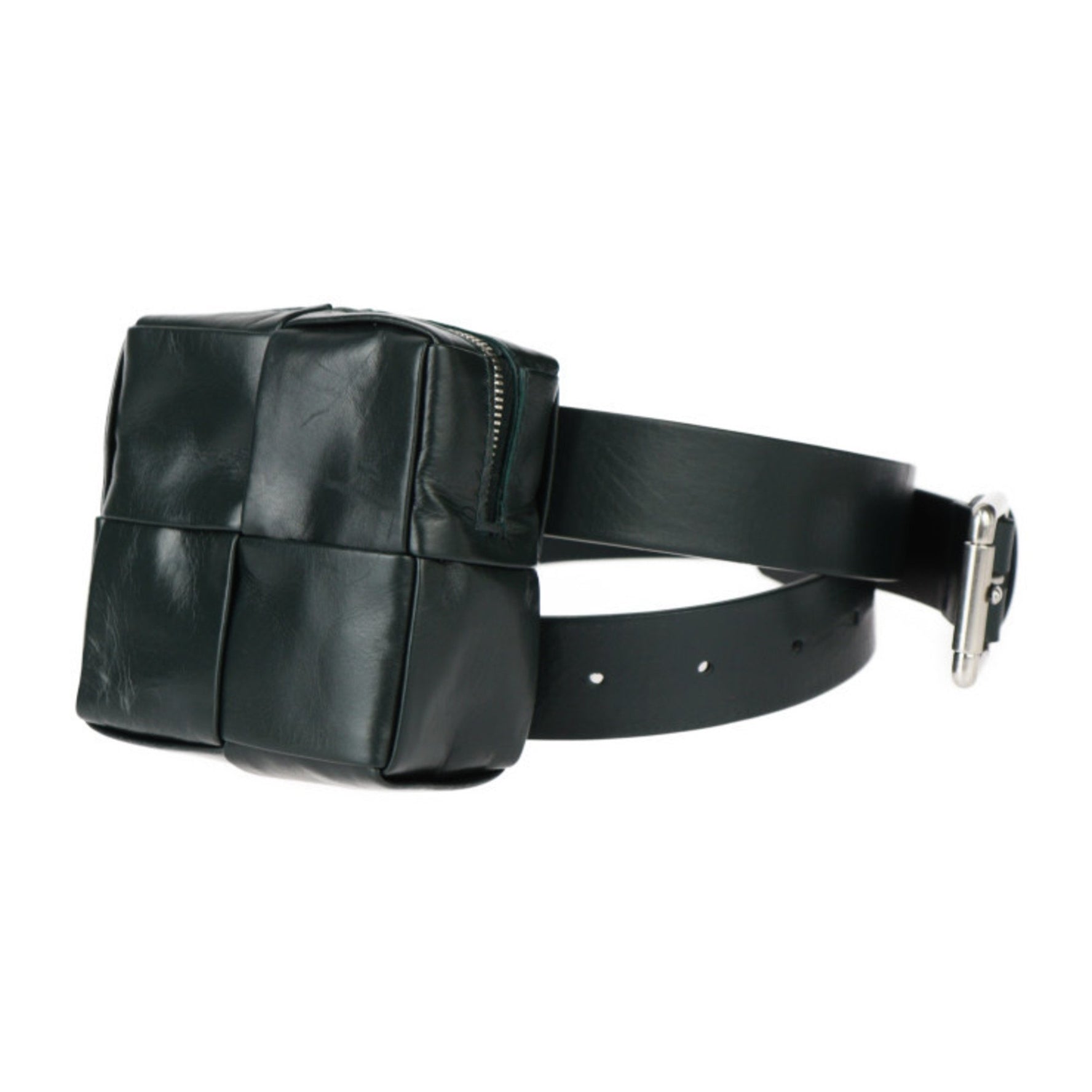 BOTTEGA VENETA Intrecciato Waist Bag VA9A5 Calfskin Leather Dark Green Cassette R2418113007079