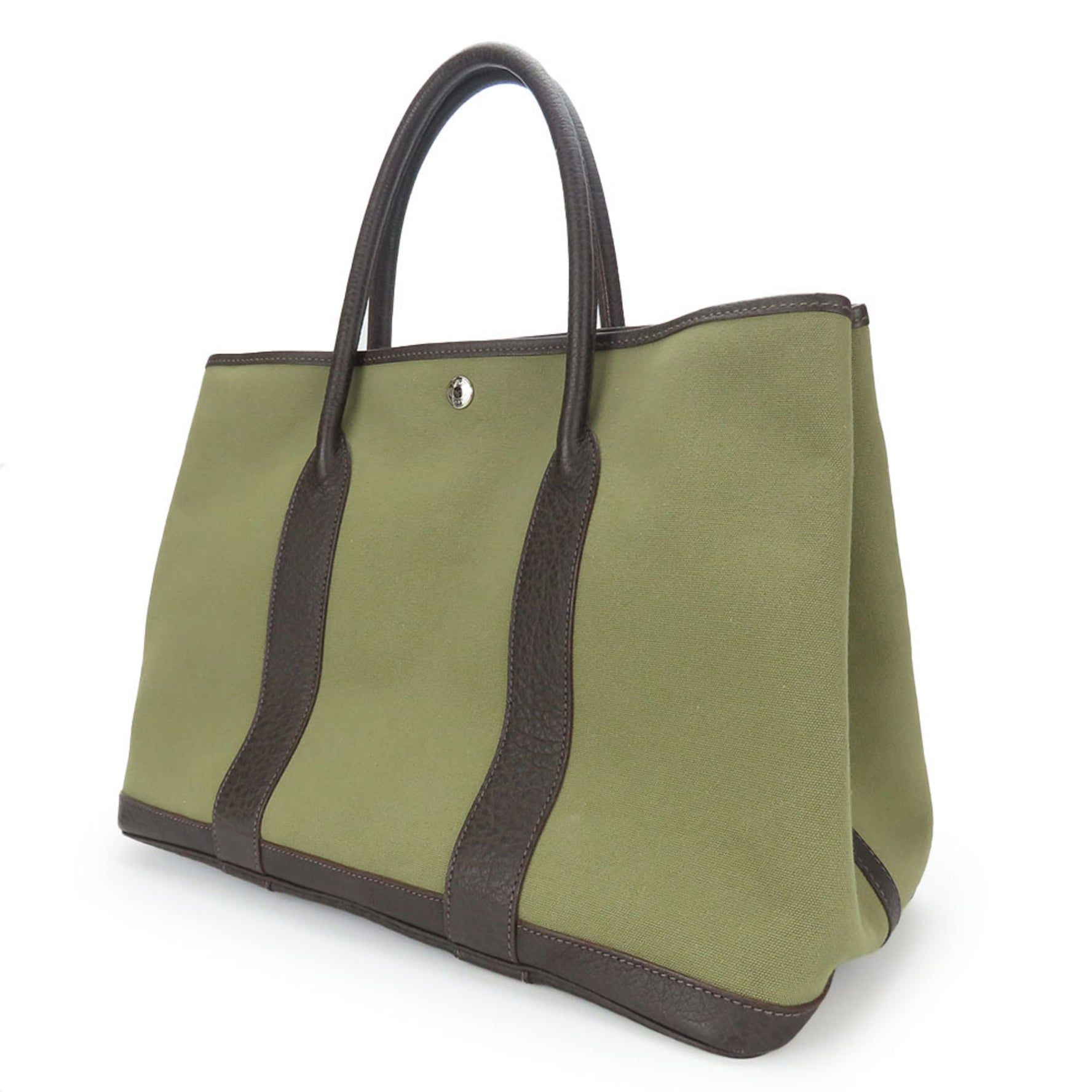 Hermes Tote Bag Garden PM Canvas Leather Khaki Brown F Stamp Men's