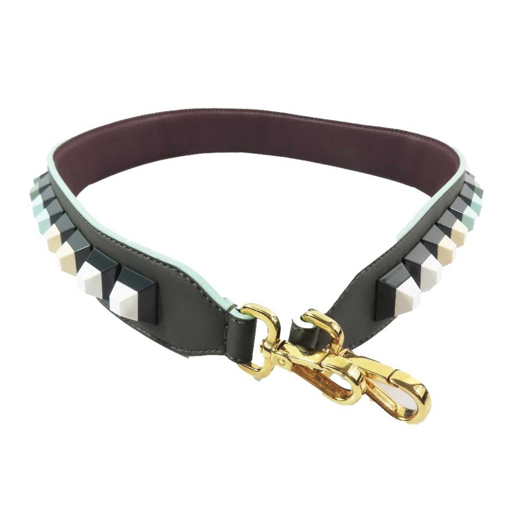 FENDI Rockstud Strap You Leather Bag Shoulder Strap, Green