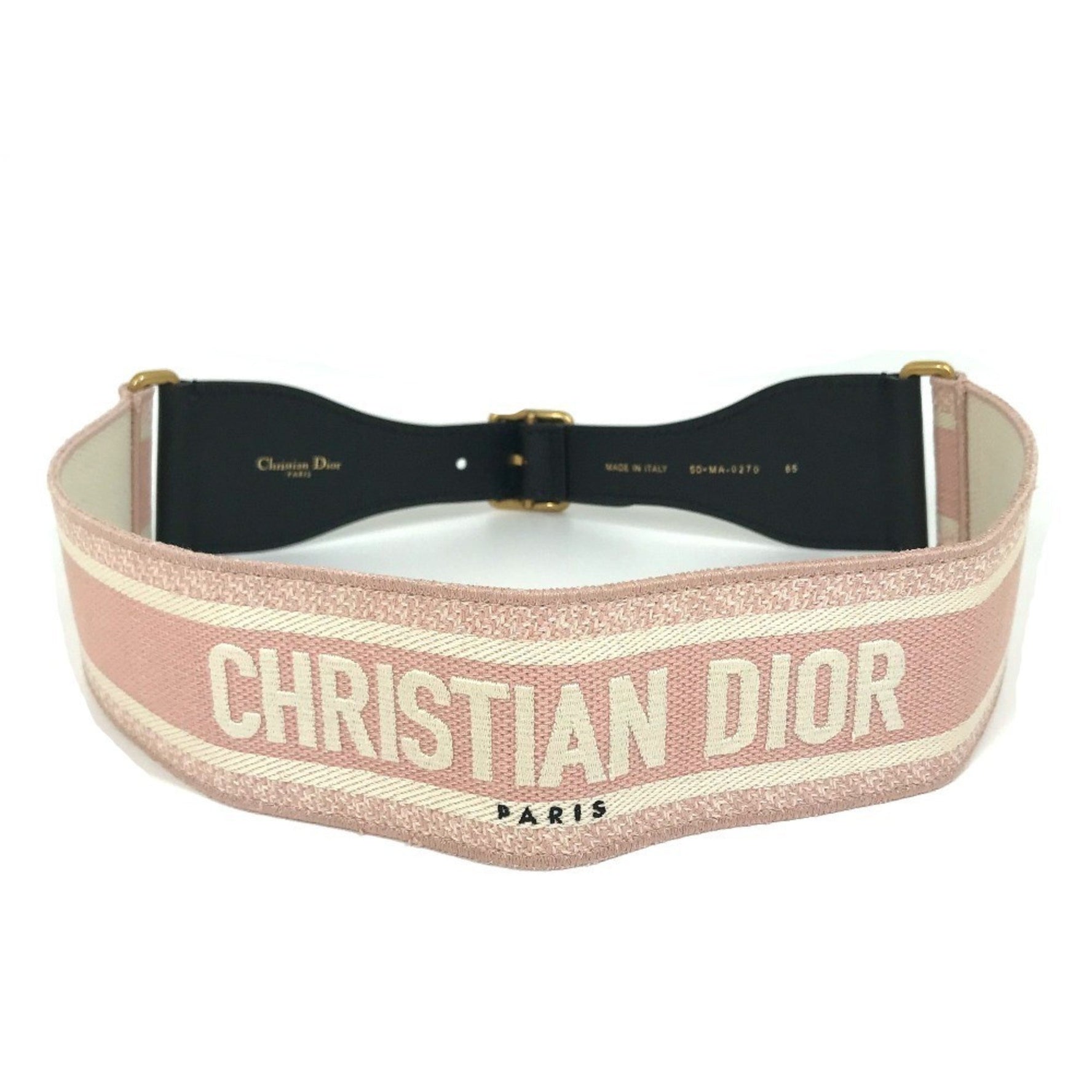 Christian Dior Dior Embroidered Logo Wide Belt in Canvas/Leather /GP