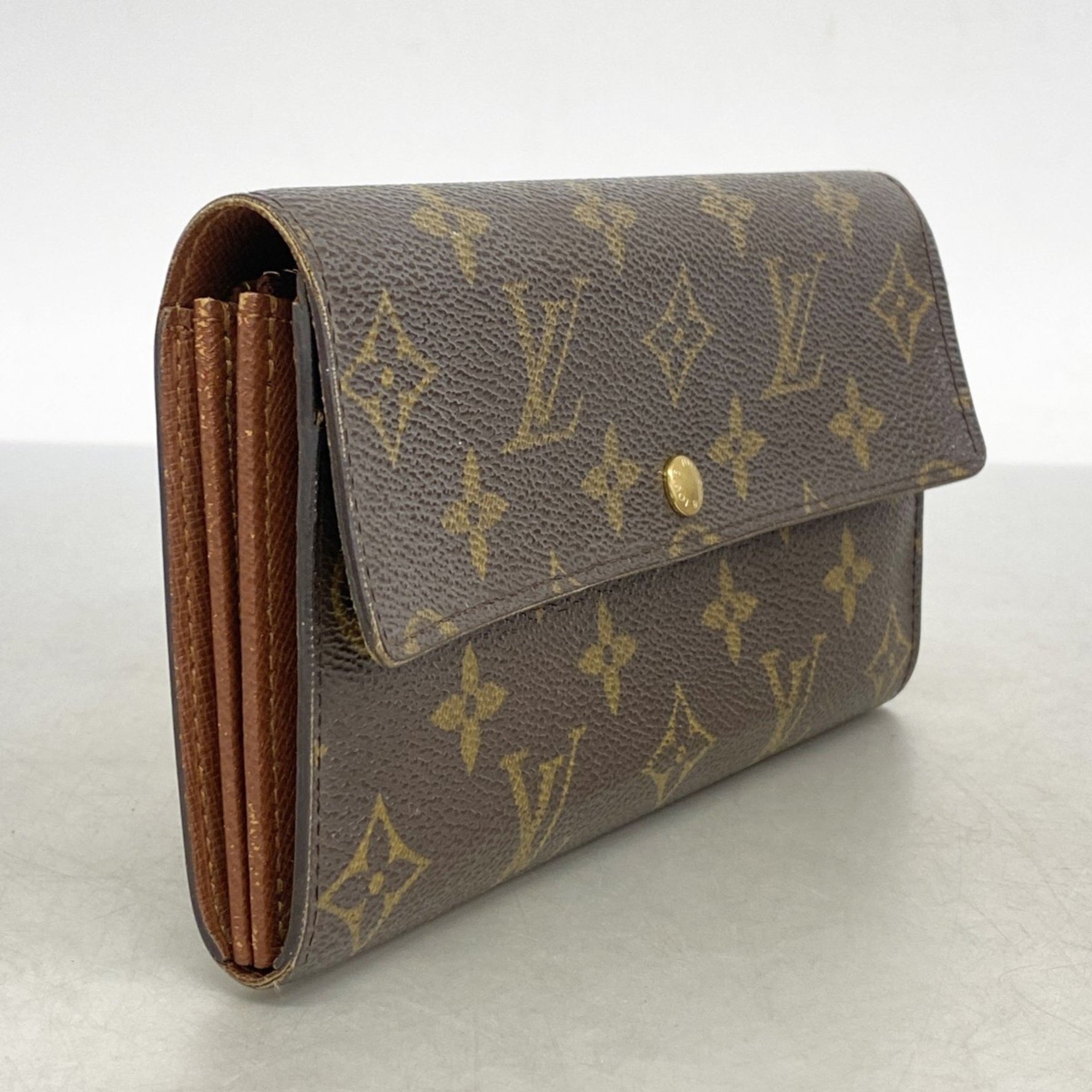 Louis Vuitton Monogram Pochette Porte Monnaie Credit Long Wallet M61725 Brown Women's