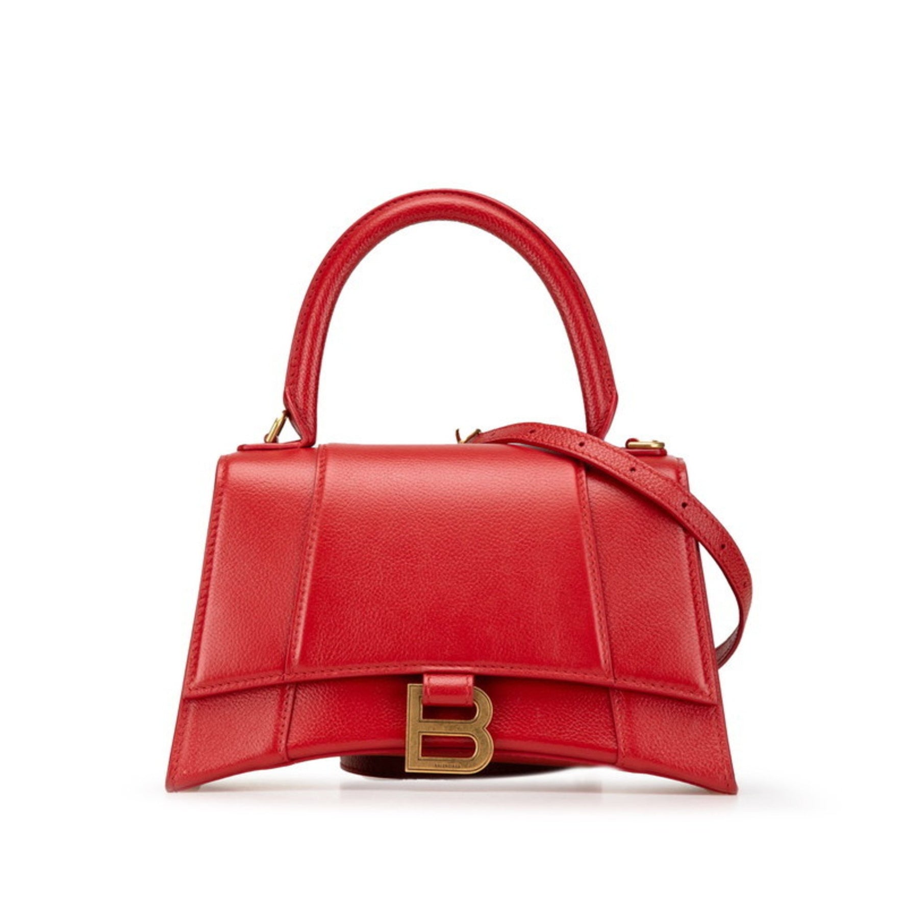 Balenciaga Hourglass Handbag/Shoulder Bag Red Leather