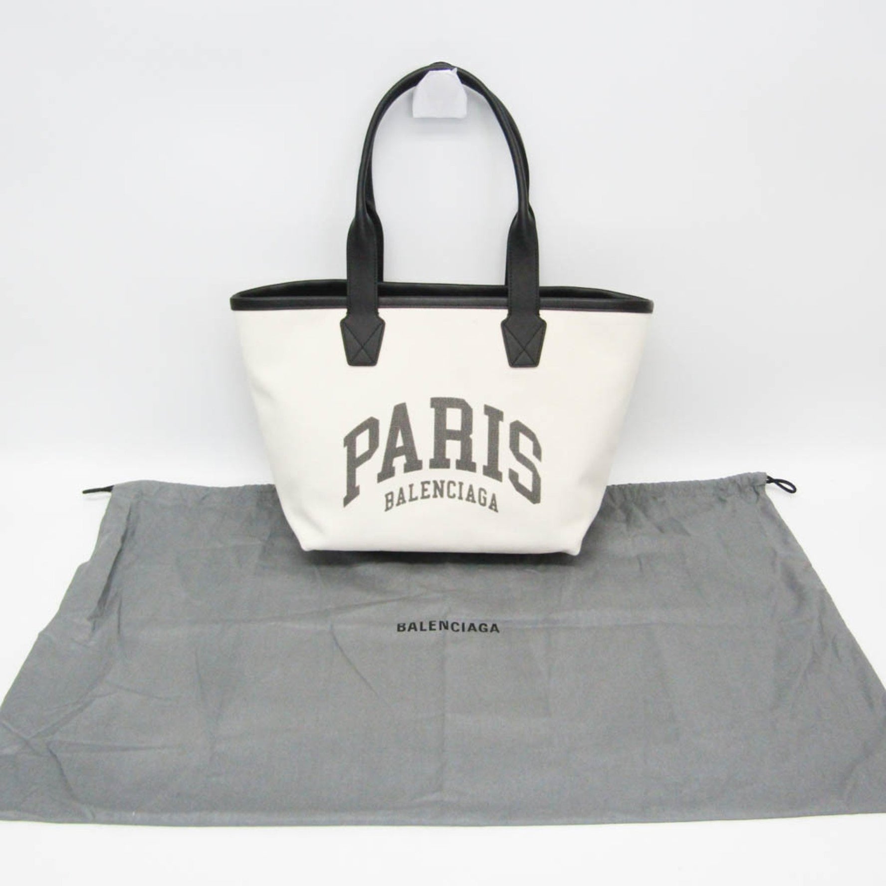 Balenciaga Jumbo Small Women,Men Canvas,Leather Tote Bag Black,Off-white