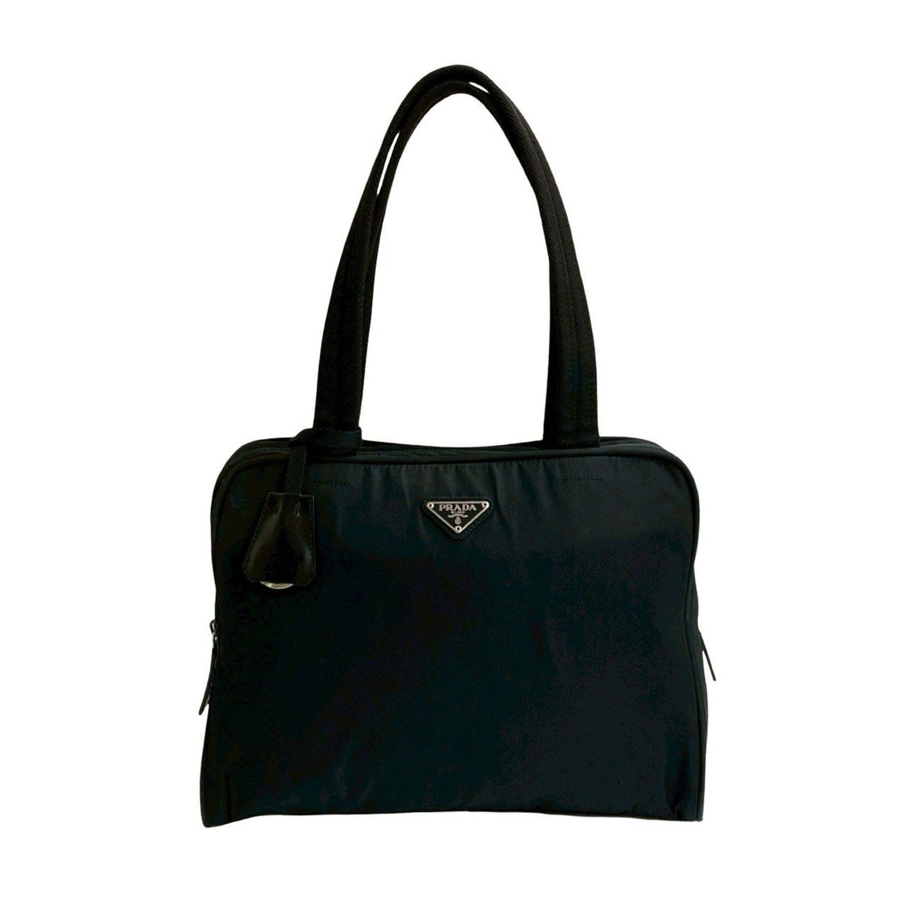 PRADA Triangle Logo Plate Hardware Tessuto Nylon Tote Bag Handbag Semi-Shoulder