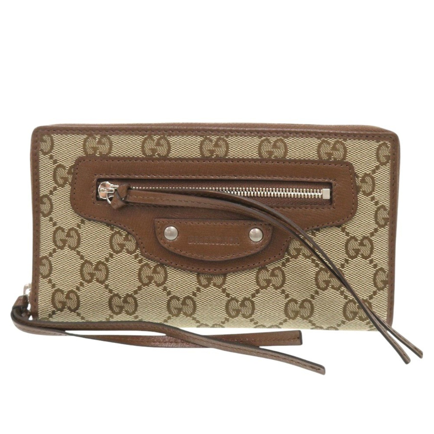 Gucci The Hacker Project Neo Classic Balenciaga Collaboration GG Canvas Beige Brown Long Wallet 1135GUCCI