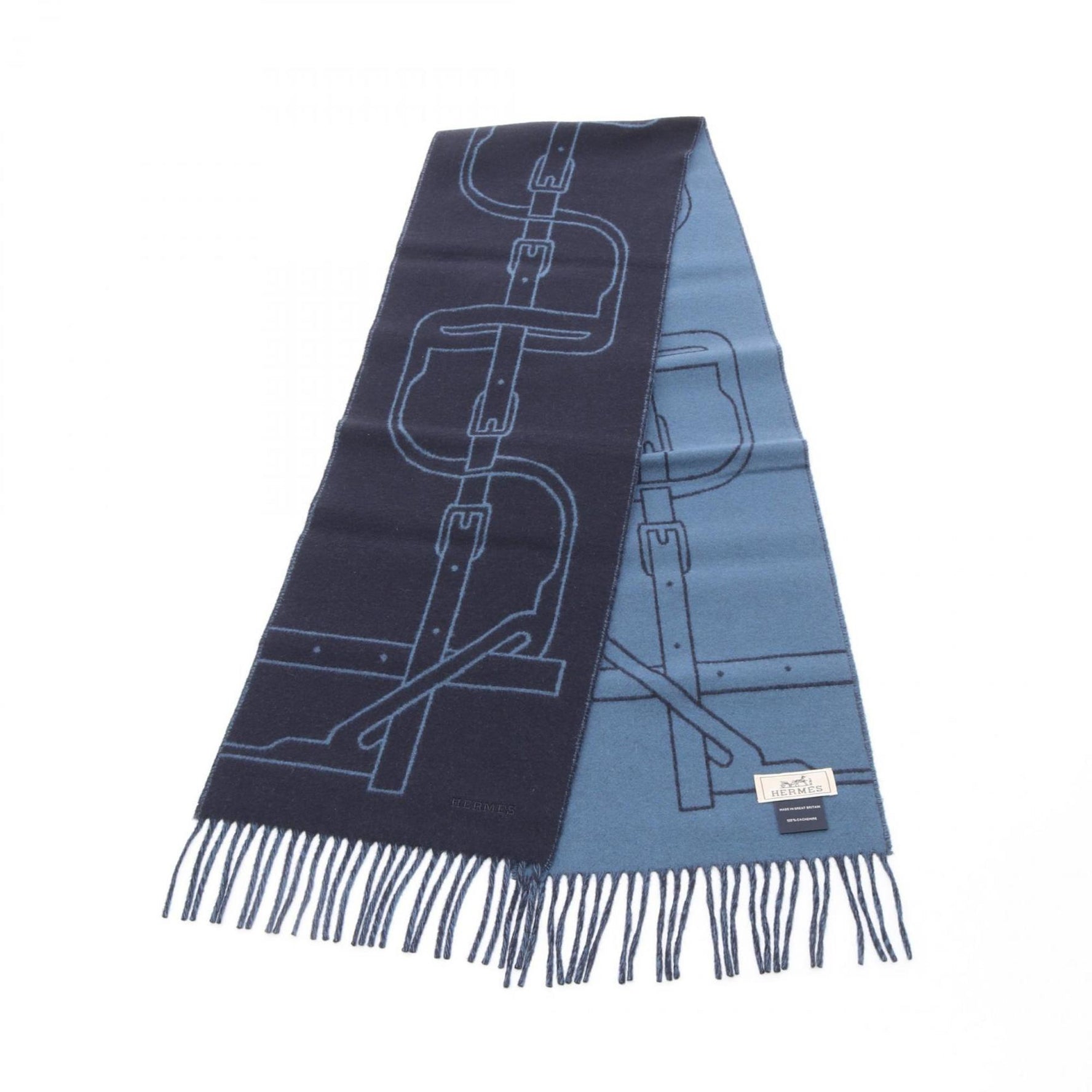 HERMES Mors a Jouets scarf, clothing, cashmere, men's, navy blue