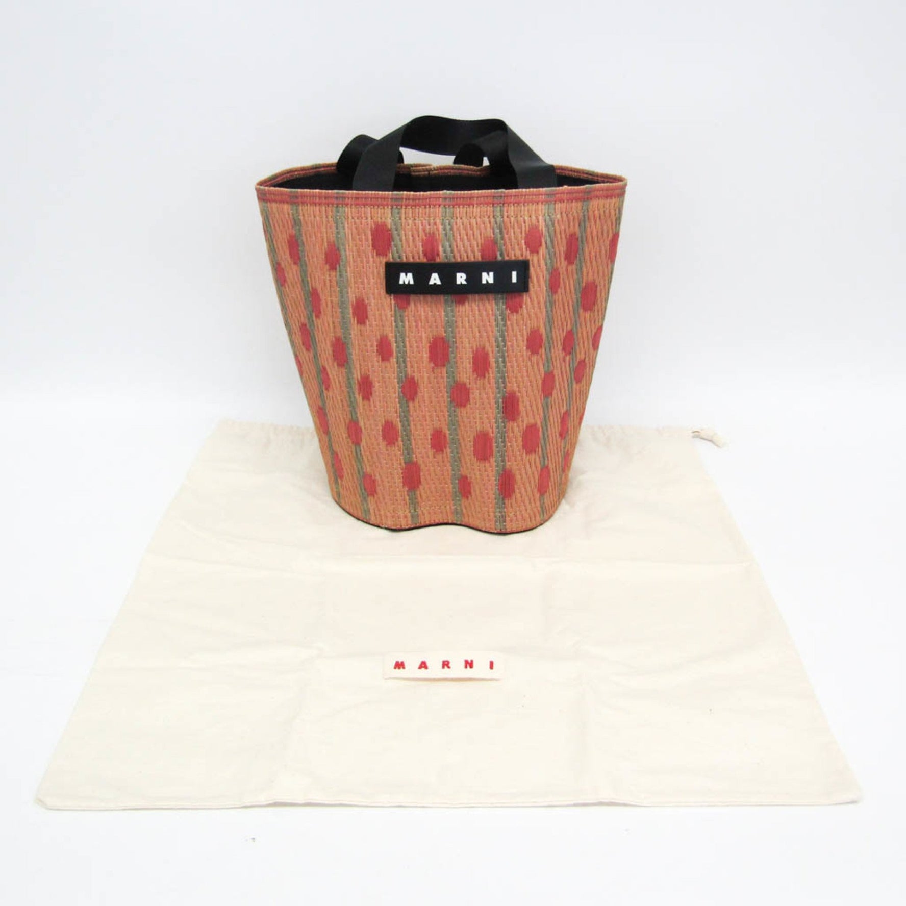 Marni Tatami Bucket Bag Cedar Rose Women's Rush Grass Handbag,Tote Bag Green,Pink