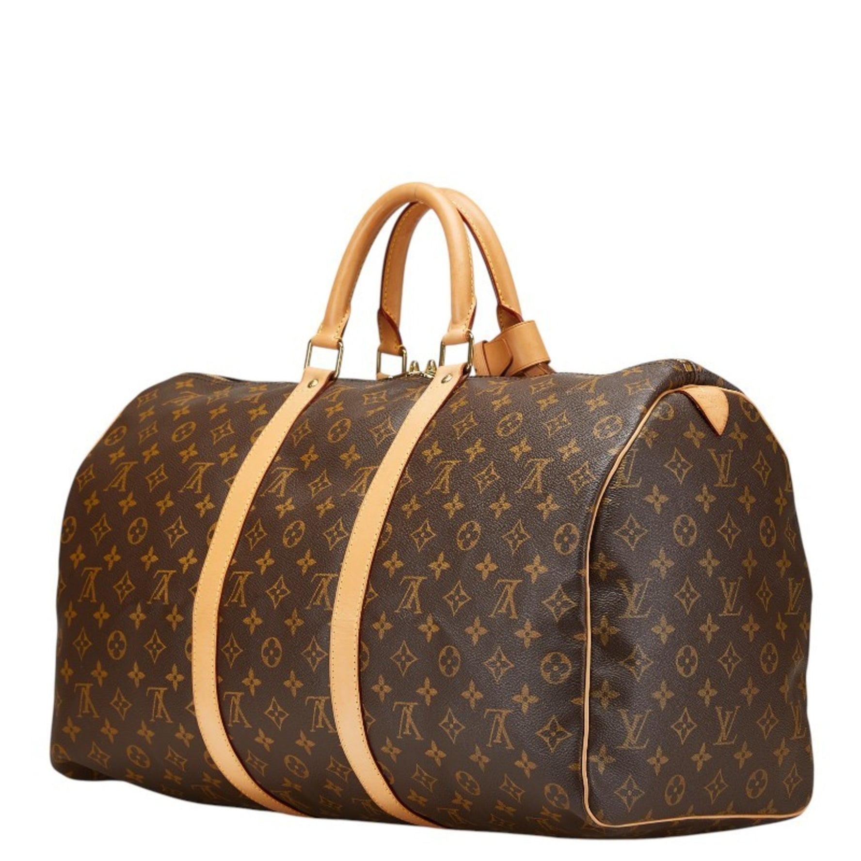 Louis Vuitton Monogram Keepall 50 Boston Bag M41426 Brown PVC Leather Women's LOUIS VUITTON