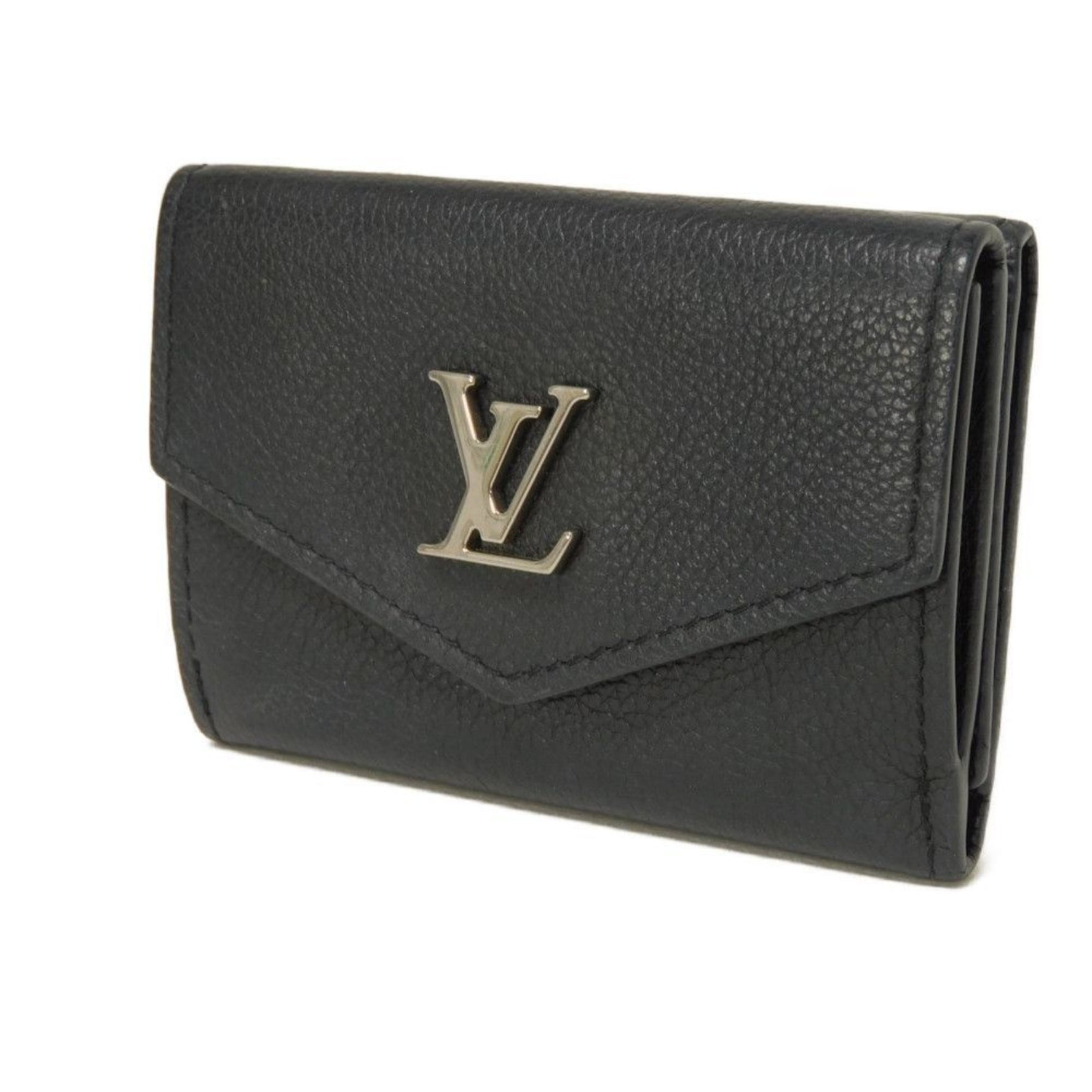 Louis Vuitton Portefeuille Rock Mini Tri-fold Wallet, Current Model, LV Signature Grained Calfskin, Black, Noir, Men's/Women's