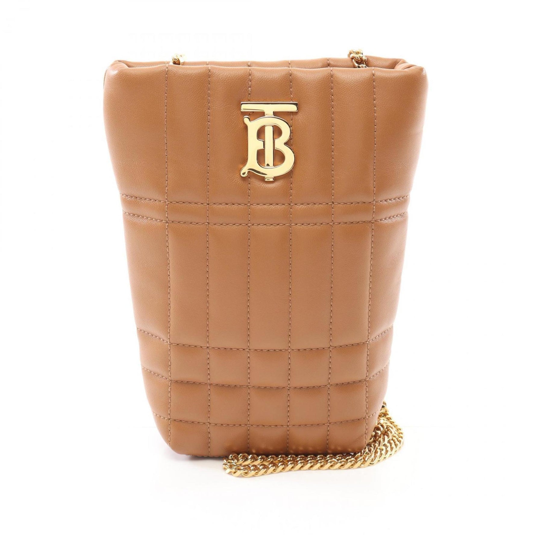 Burberry Lola Quilted Bucket Bag Shoulder Leather Women's Brown