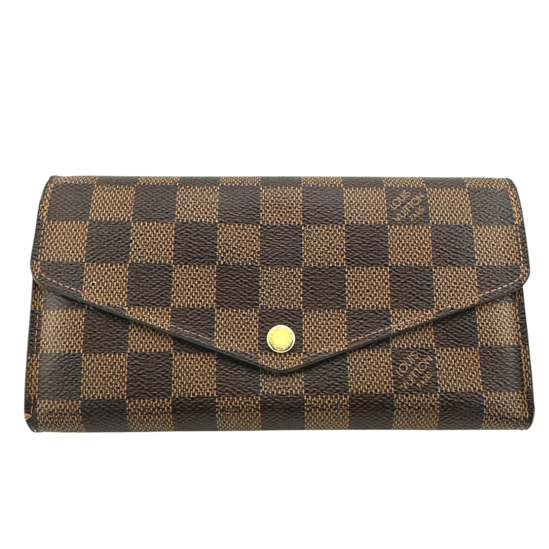 Louis Vuitton Long Wallet Round Damier Portefeuille Sarah Canvas Ebene LV