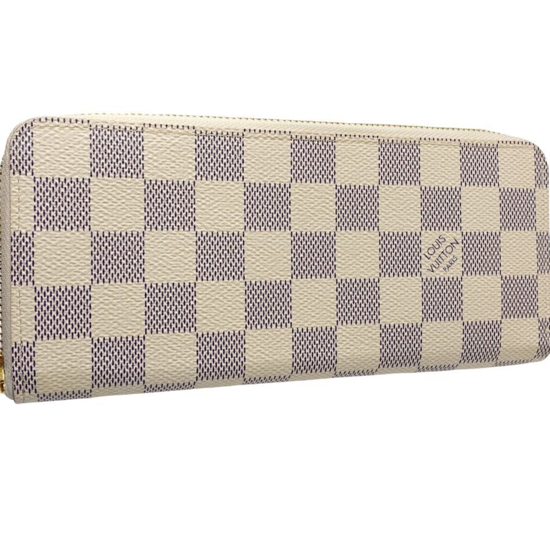 LOUIS VUITTON Louis Vuitton Damier Azur Long Wallet N61264 Portefeuille Clemence Rose Ballerine
