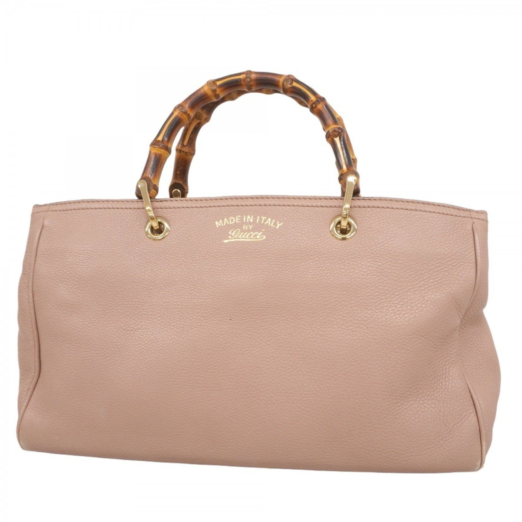 Gucci Bamboo Handbag Leather Champagne