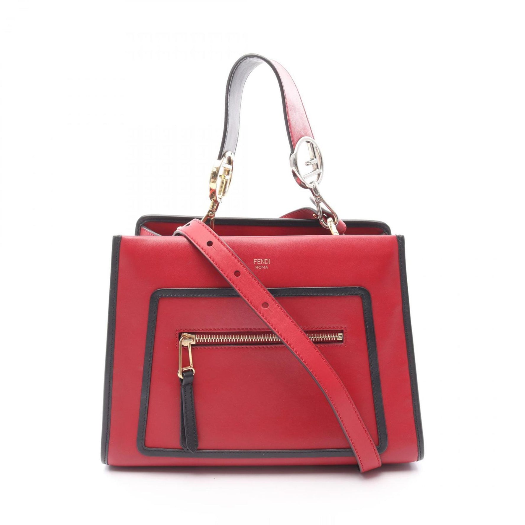 Fendi RUNAWAY small leather handbag red and black