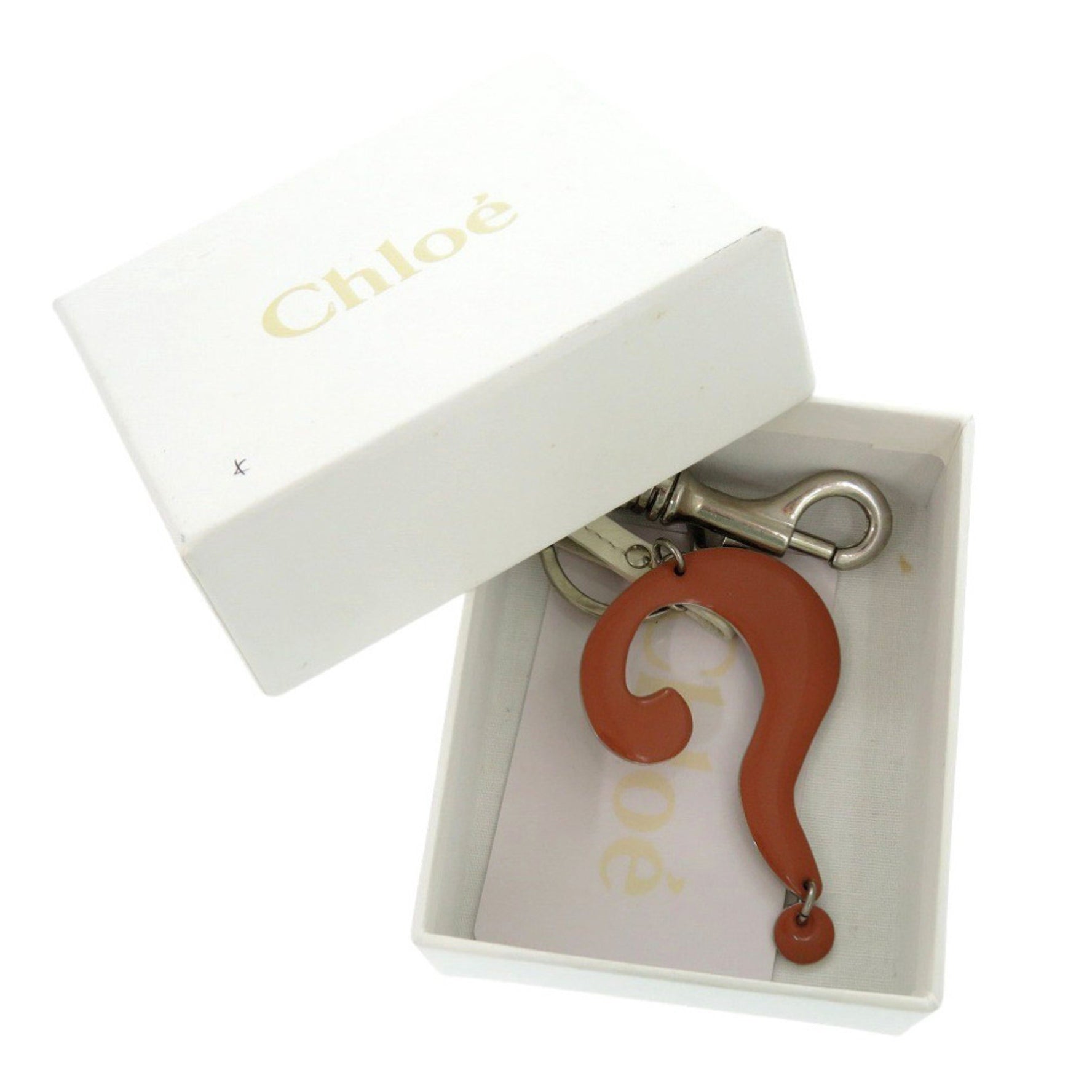 Chloé Chloe Key Ring Question Charm Keychain Metal/Metal Orange 1873