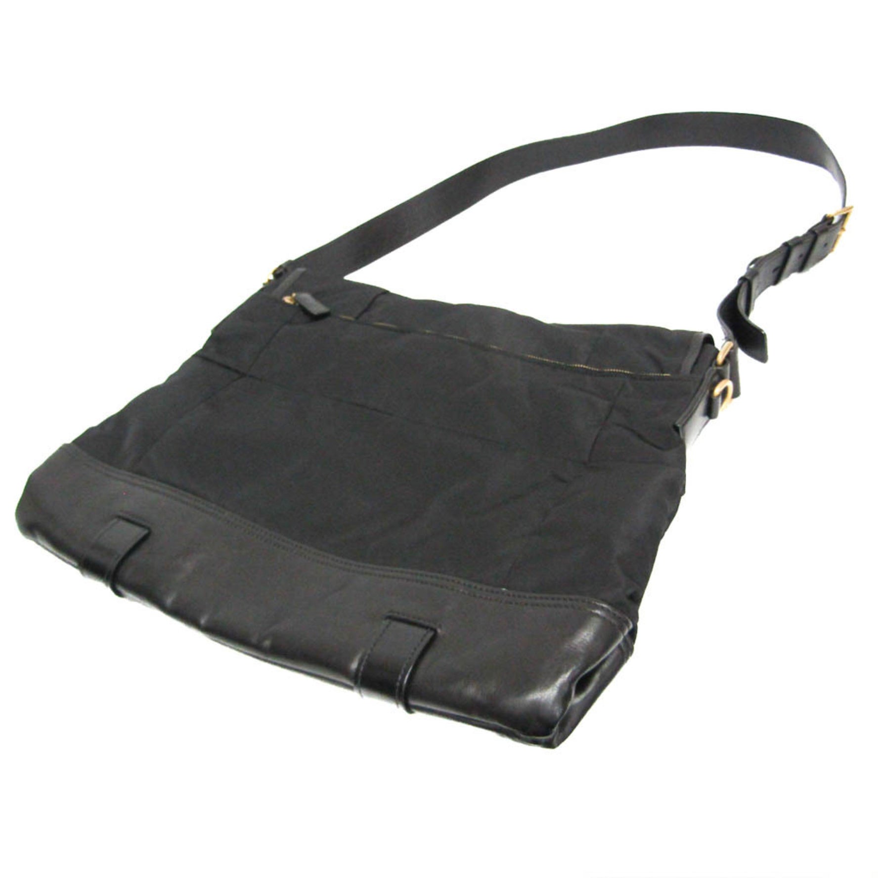 Prada Tessuto VA0814 Men's Nylon,Leather Messenger Bag,Shoulder Bag Black
