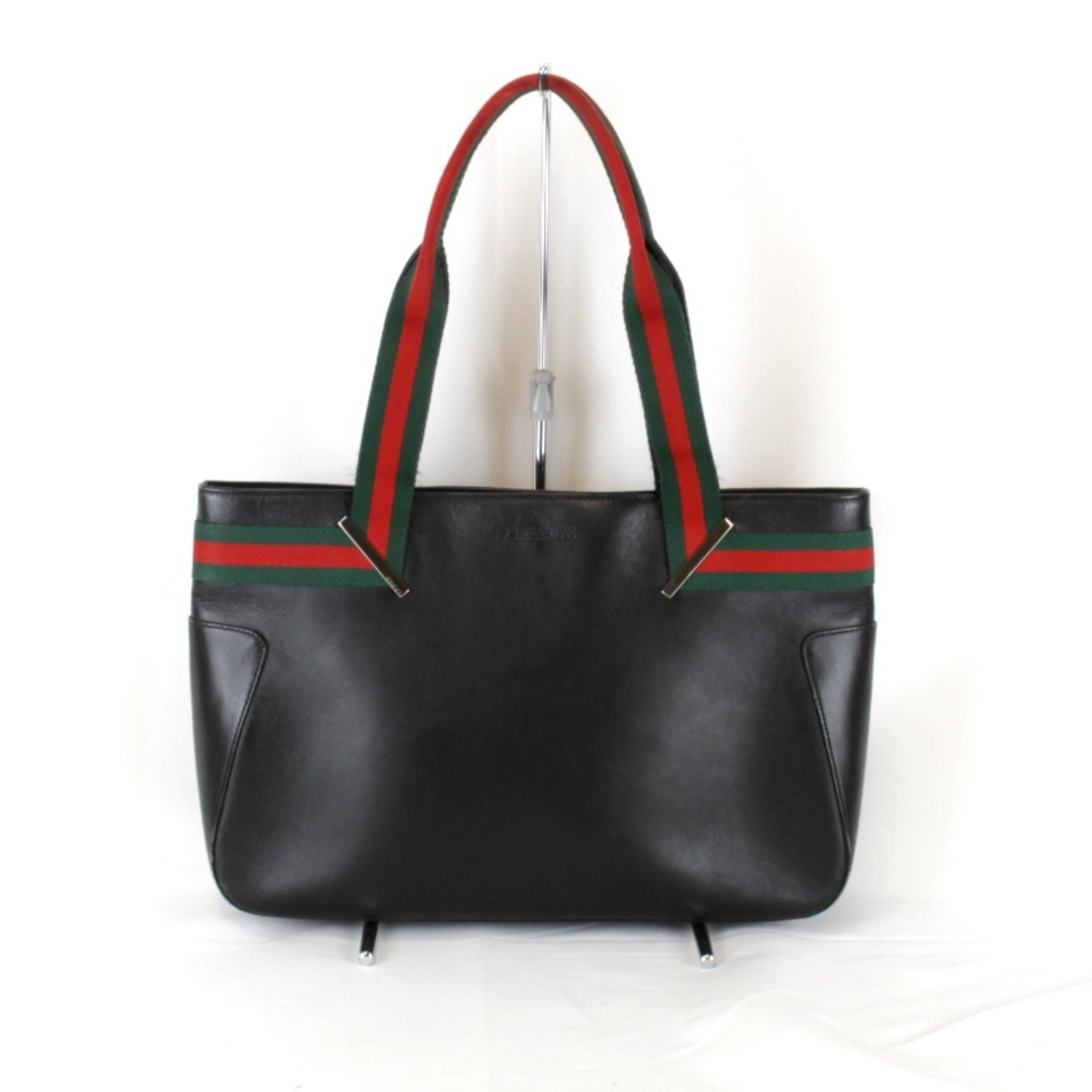 GUCCI Sherry Line 002214 Plate Handbag in Black Leather for Women