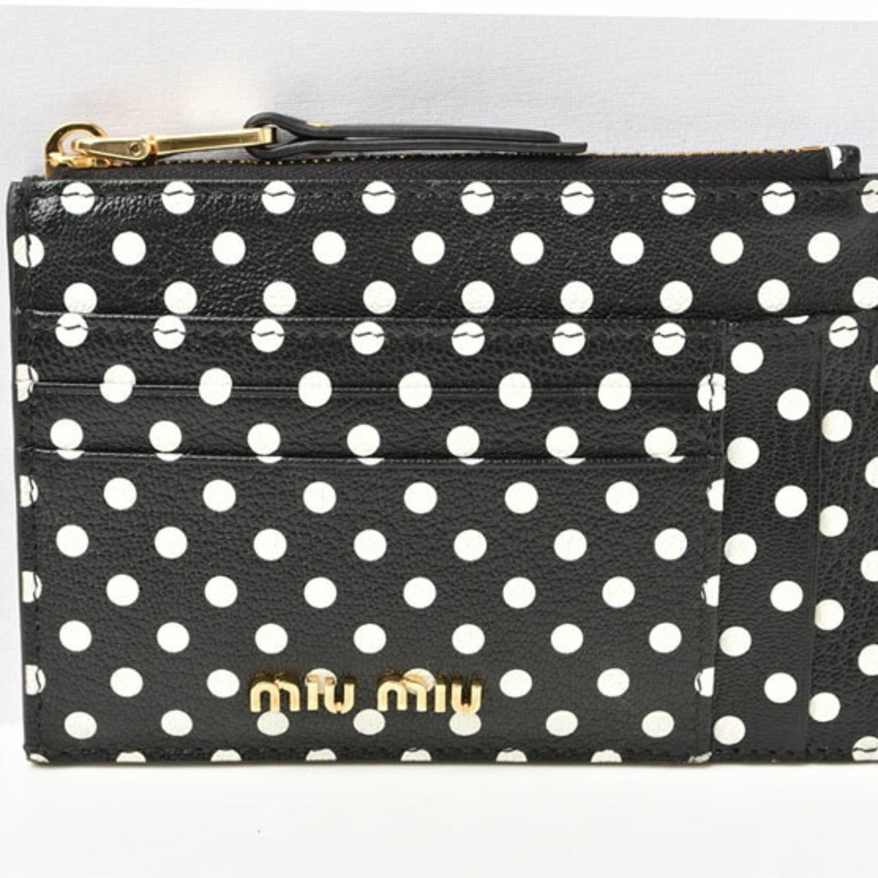 Miu Miu Miu coin case card miumiu MADRAS NERO BIANCO