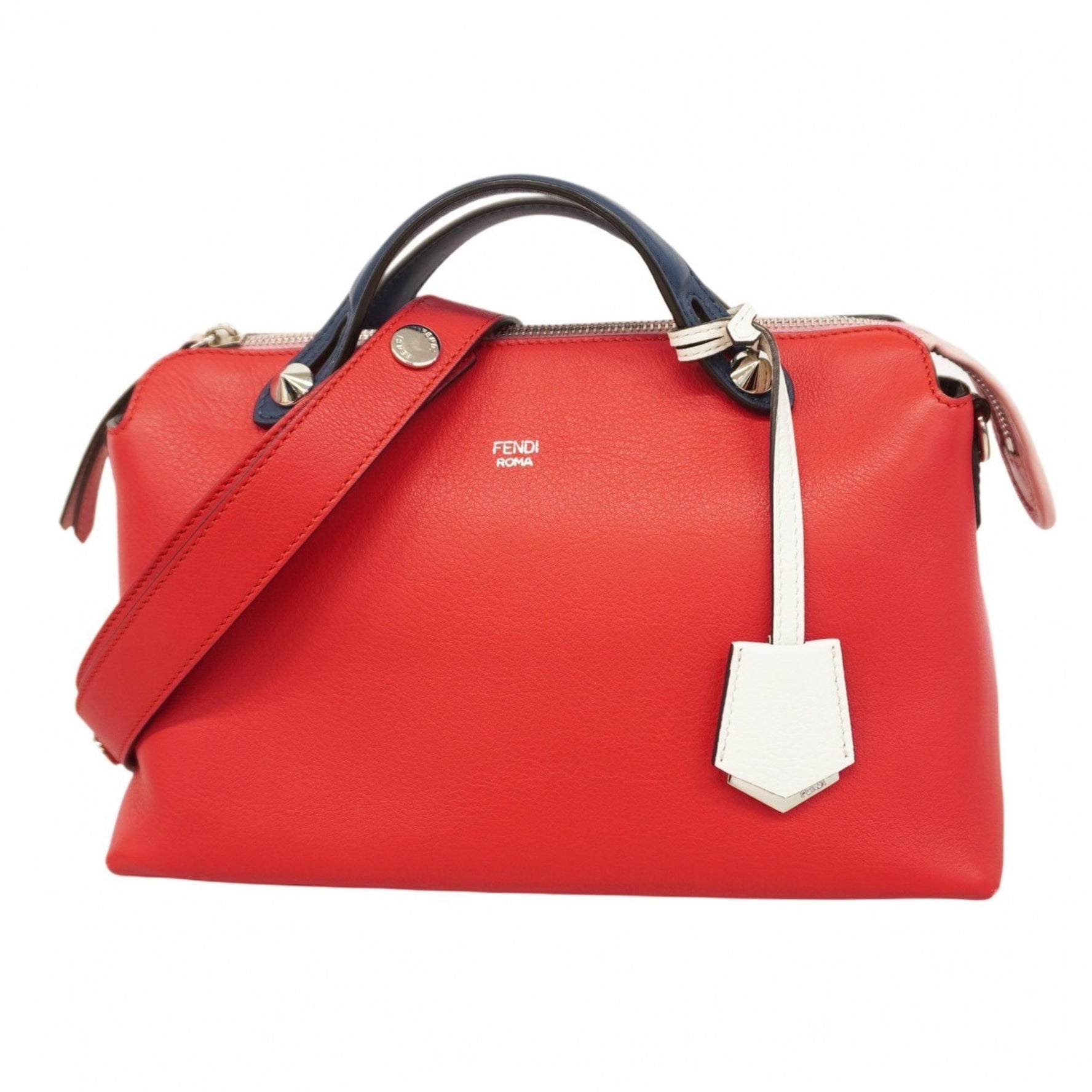 Fendi By the Way Leather Handbag in Red, Navy, and Pink for Women