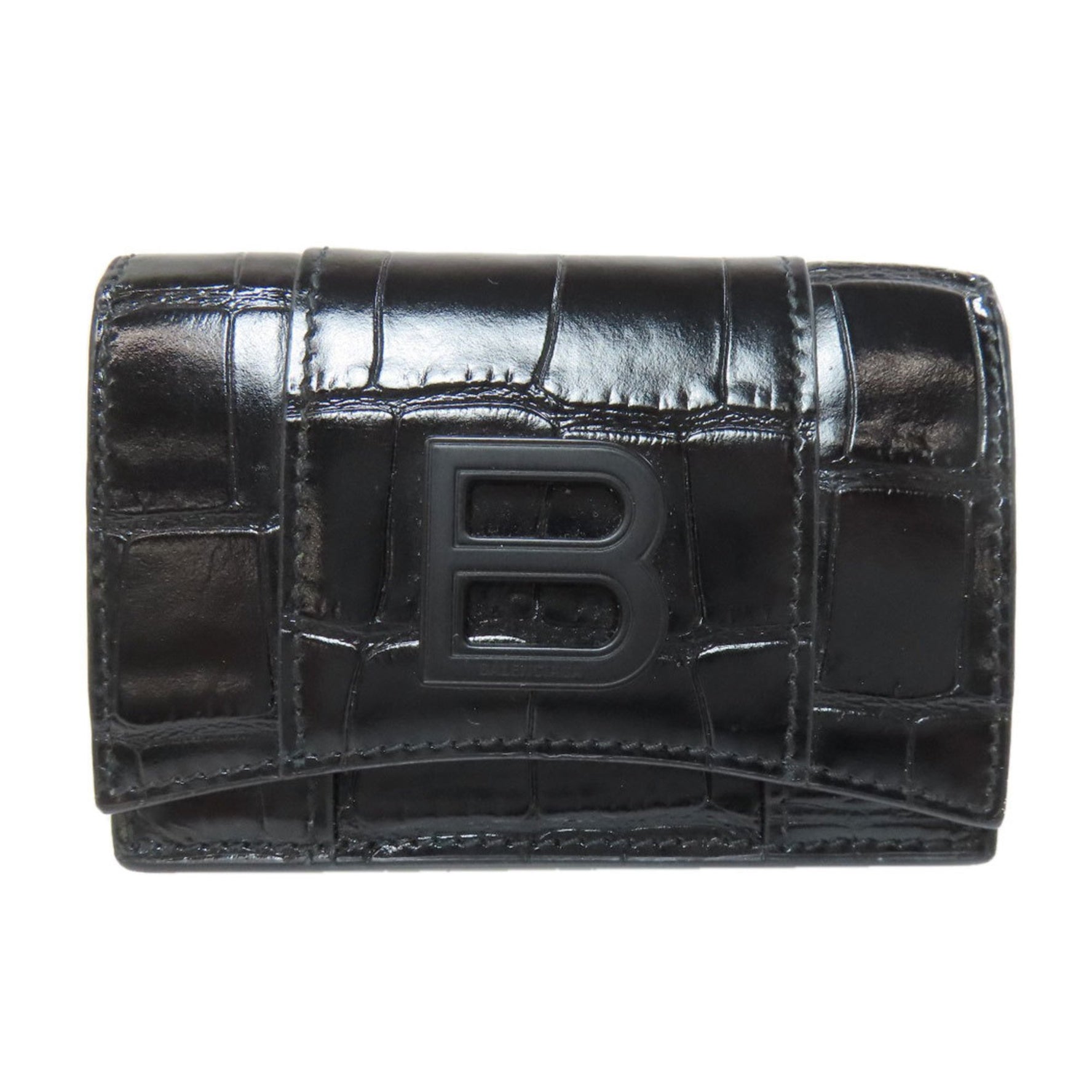 Balenciaga B Embossed Leather Bi-fold Wallet for Women