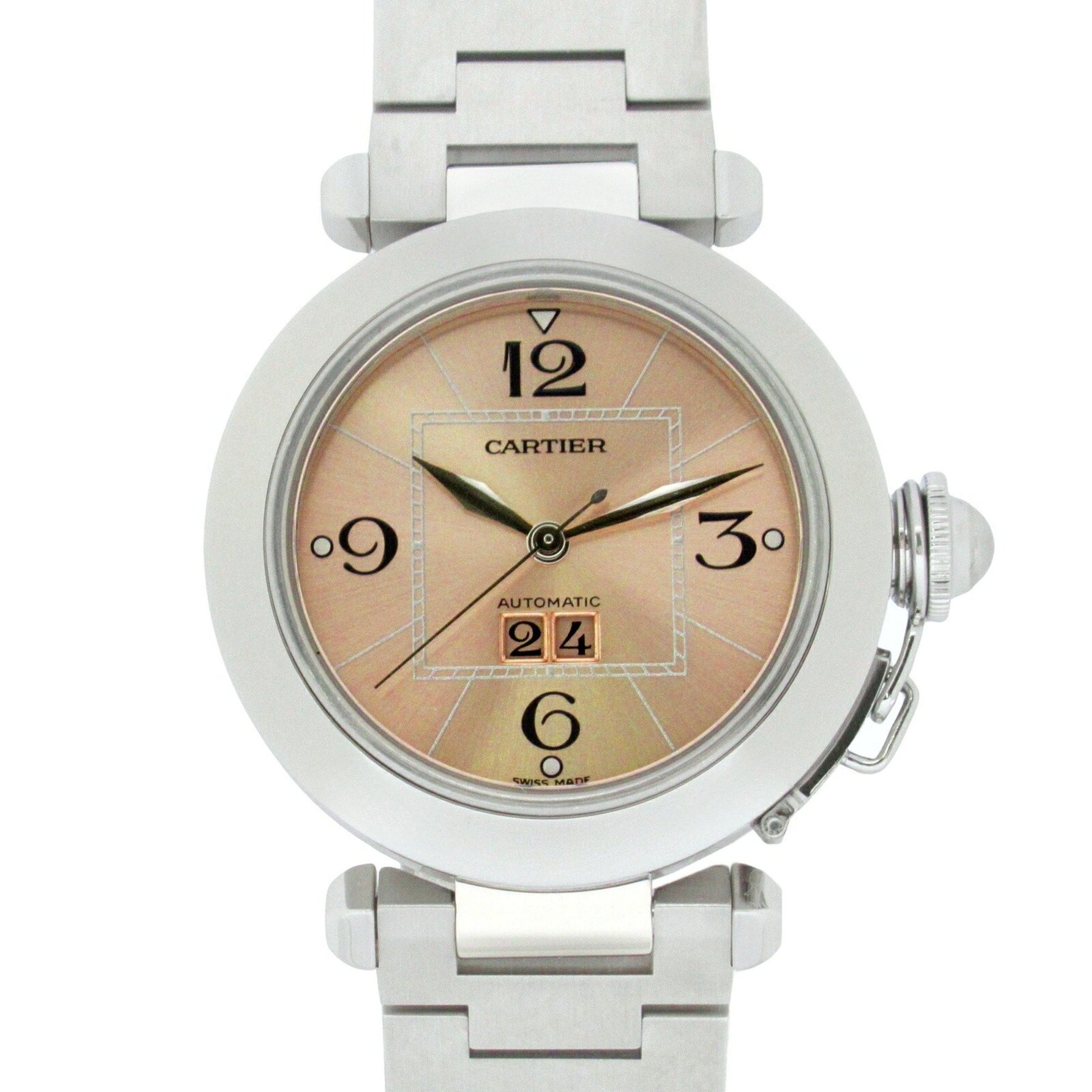 Cartier Pasha C Big Date Watch Stainless Steel Pink