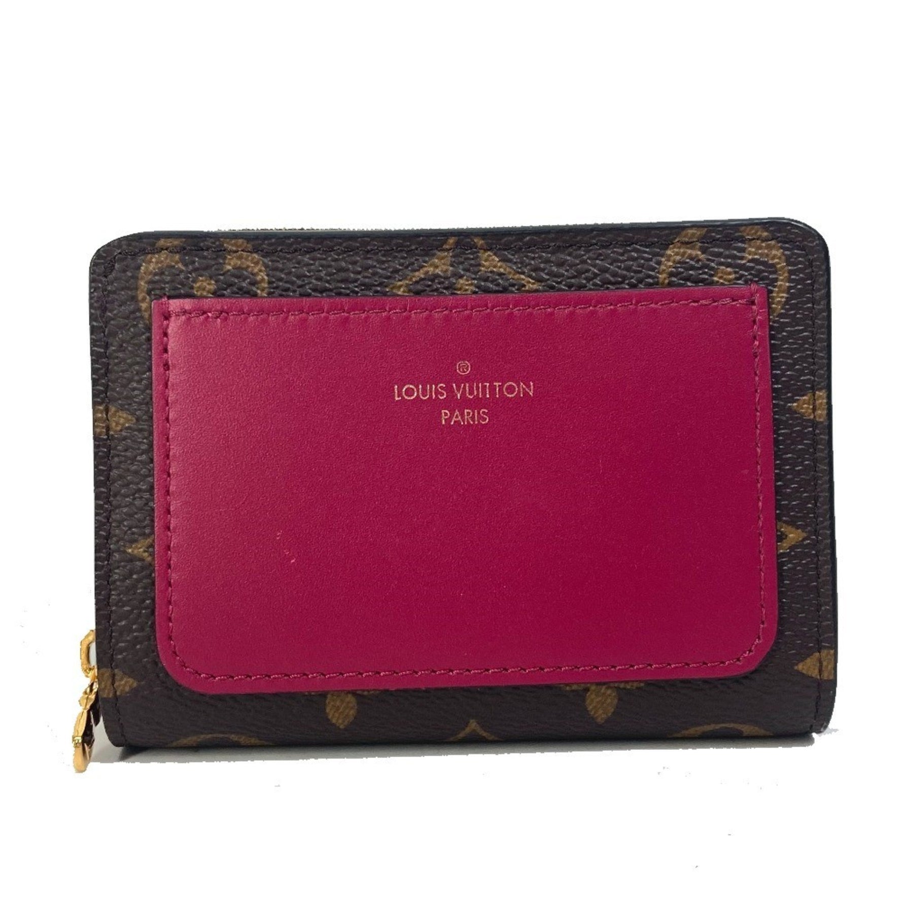 LOUIS VUITTON M82377 Monogram Portefeuille Lou Bifold Wallet in Canvas, Women's, Fuchsia Brown