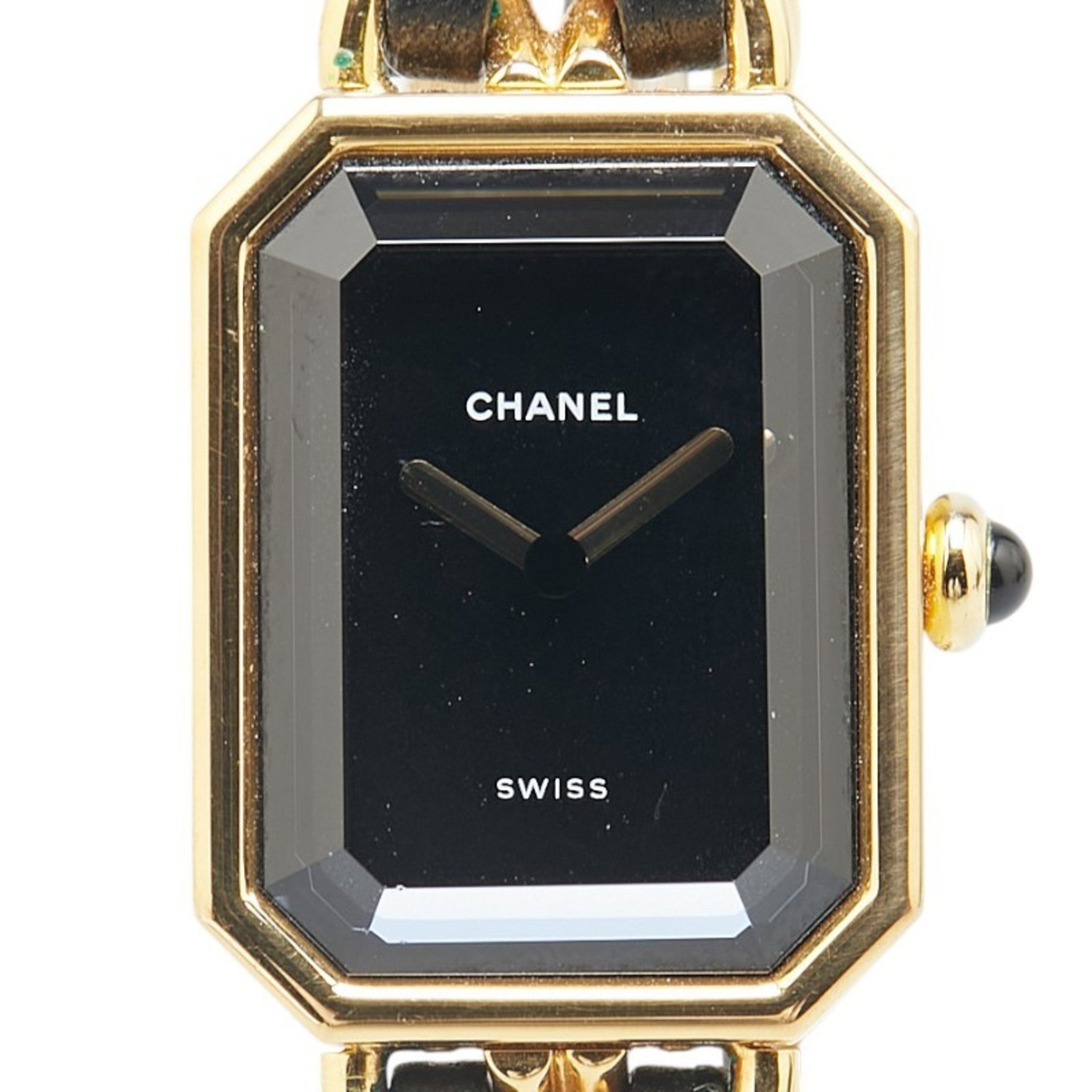 CHANEL Premiere Watch, Size L, Quartz Movement, Black Dial, Stainless Steel, Leather