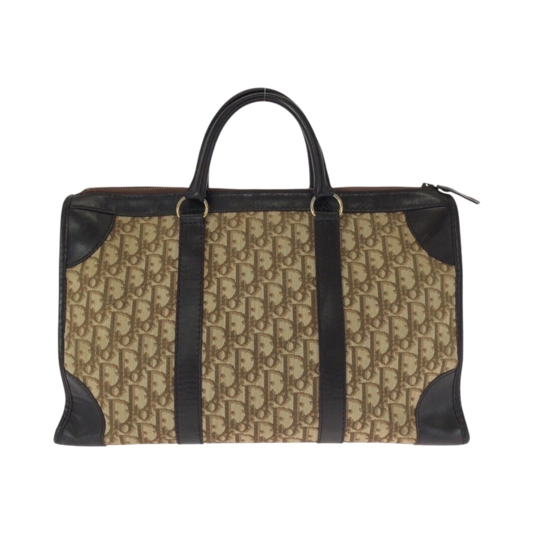 Christian Dior Dior Vintage Trotter Brown/Beige with Gold Hardware, Canvas/Leather Handbag/Boston Bag