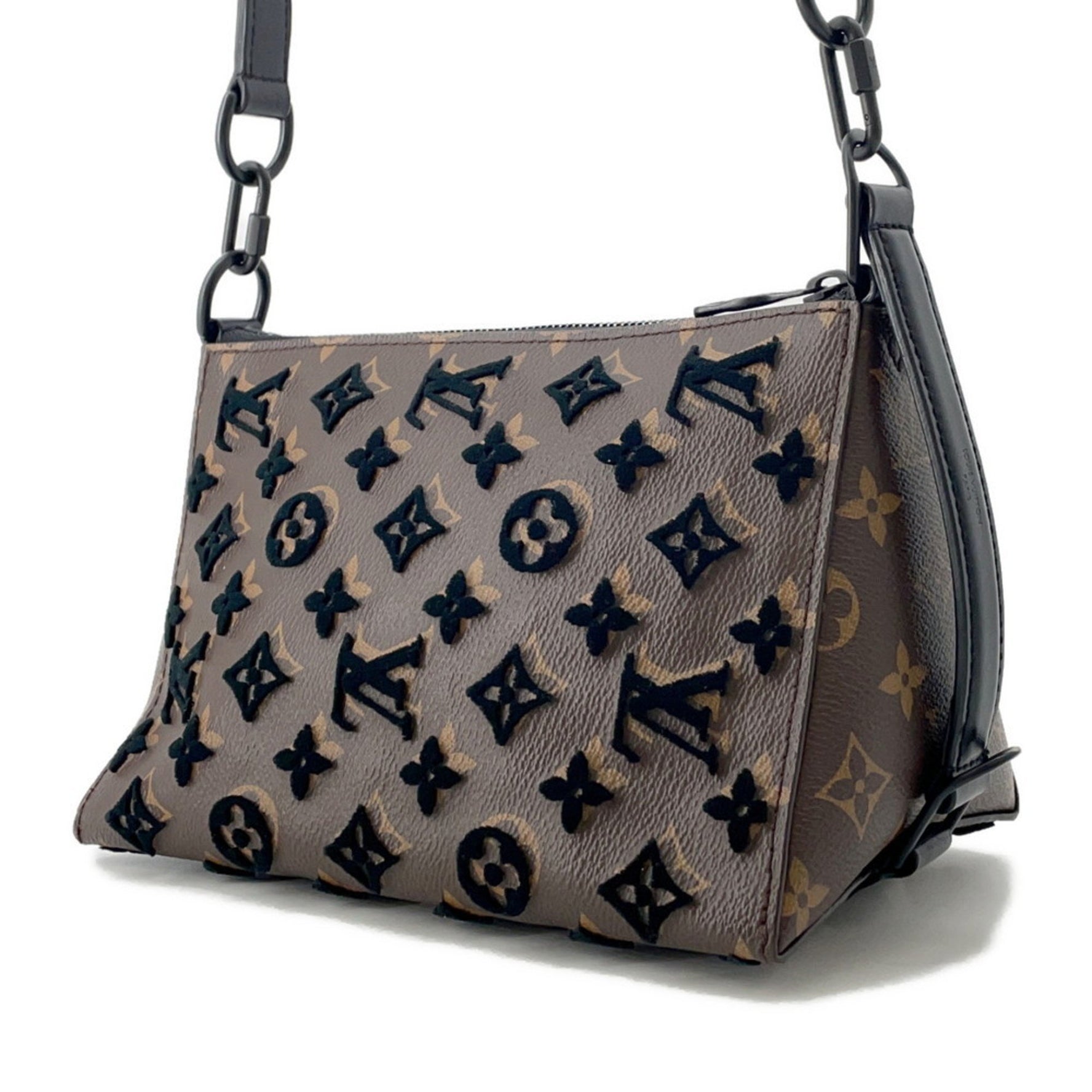 Louis Vuitton Monogram Tuftage Triangle Shoulder Bag Black