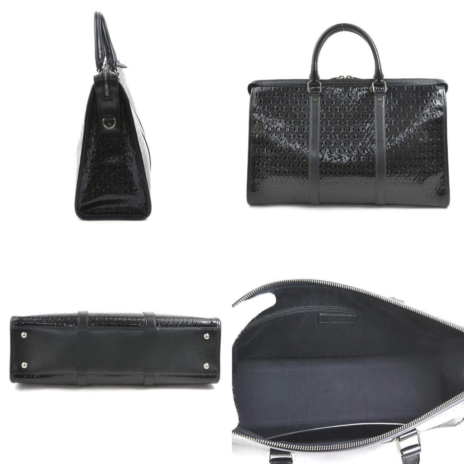 Saint Laurent Boston bag, handbag, patent leather, black, for men and women, 578336, 90097g