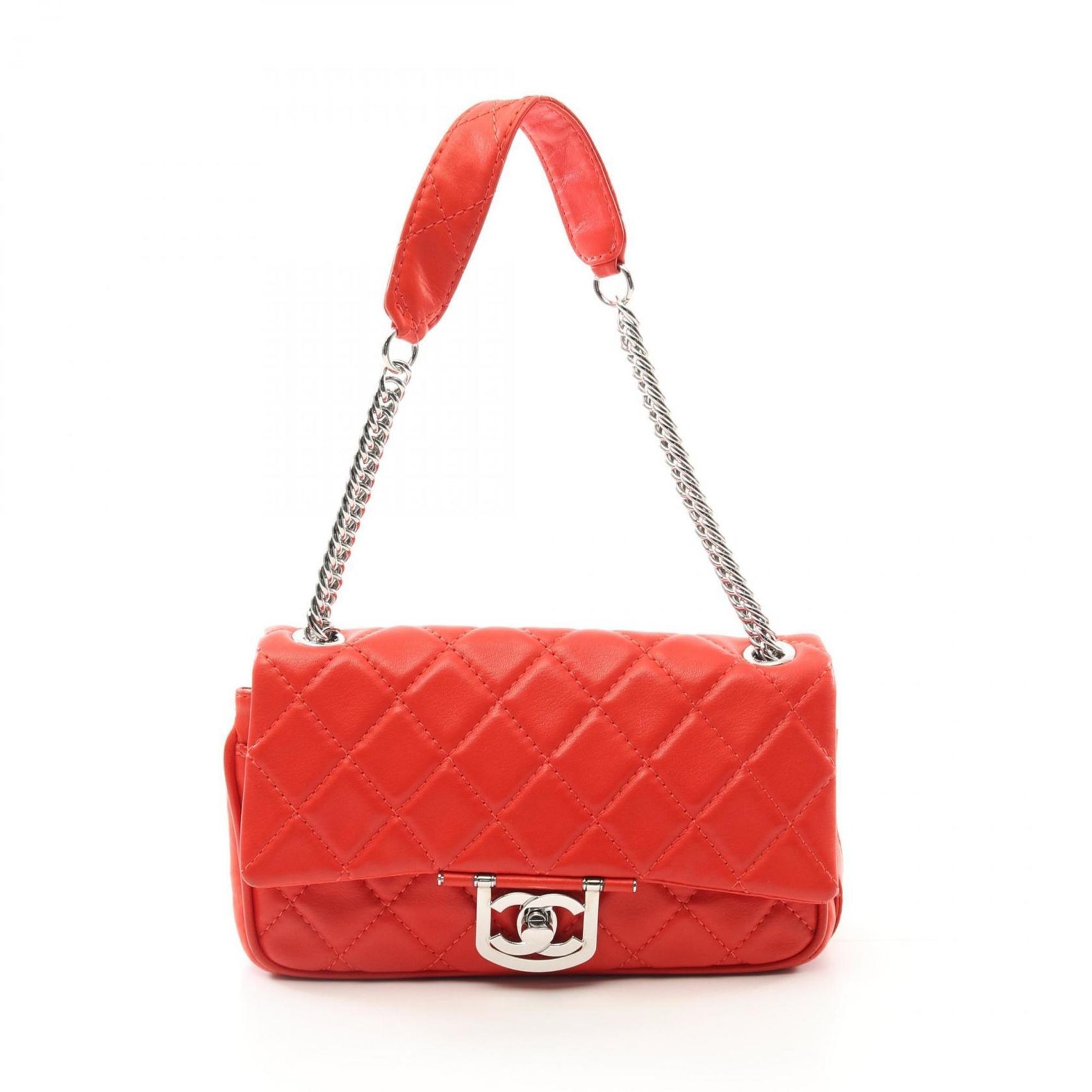 CHANEL Matelasse Shoulder Bag Lambskin (Sheepskin) Women's Red