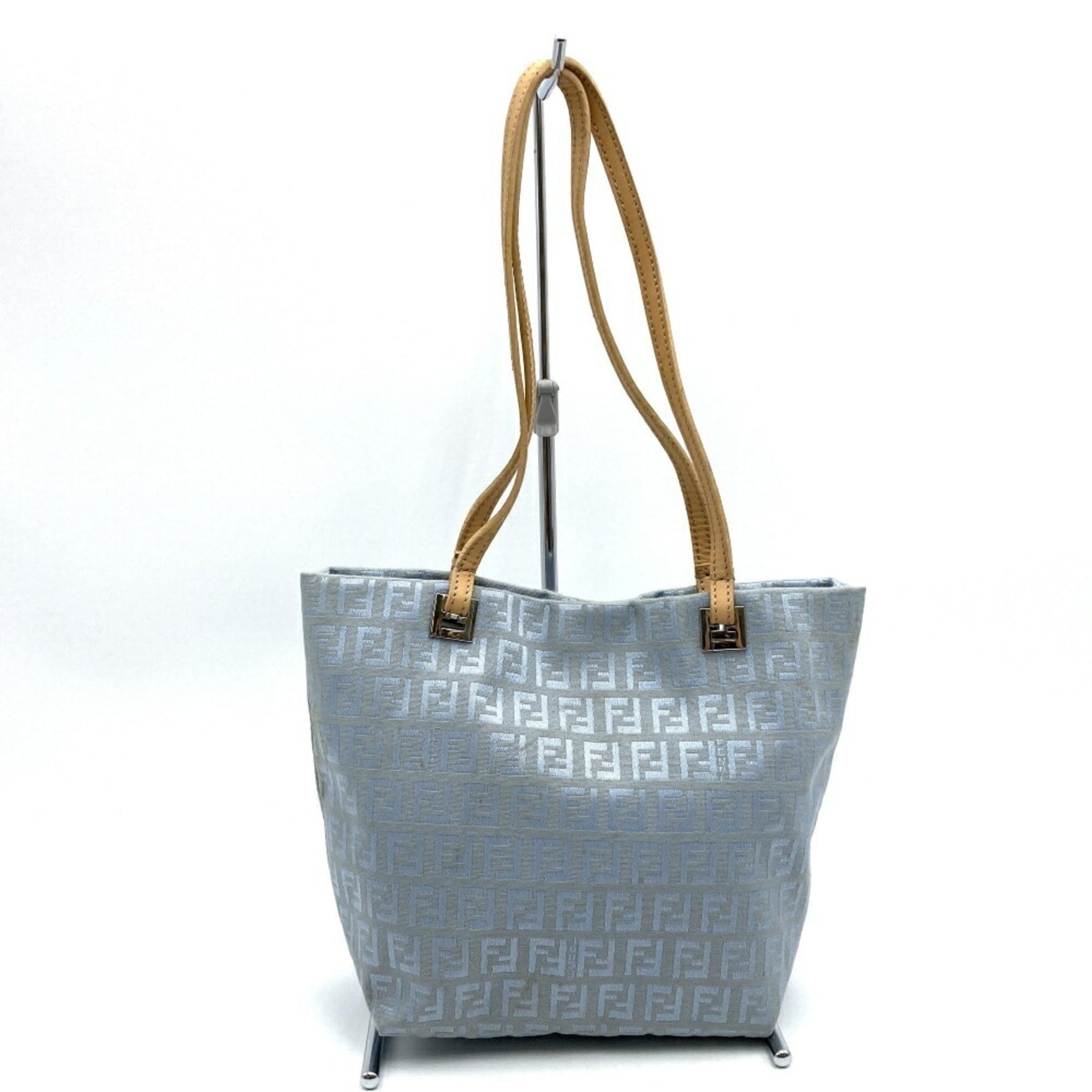 FENDI Zucchino Canvas Handbag in Light Blue