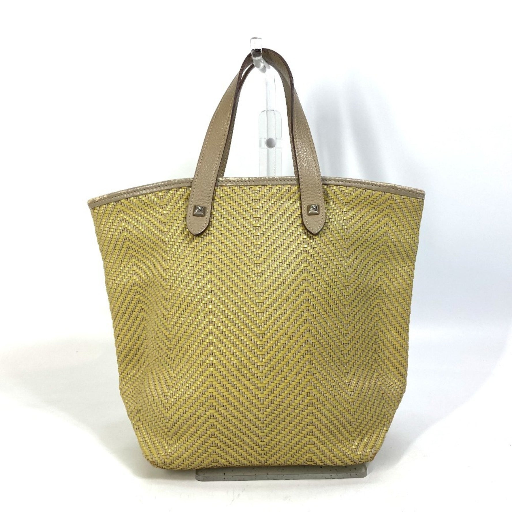 HERMES Kaba Chennai PM Handbag, Studded Tote Bag, Leather/Polyester
