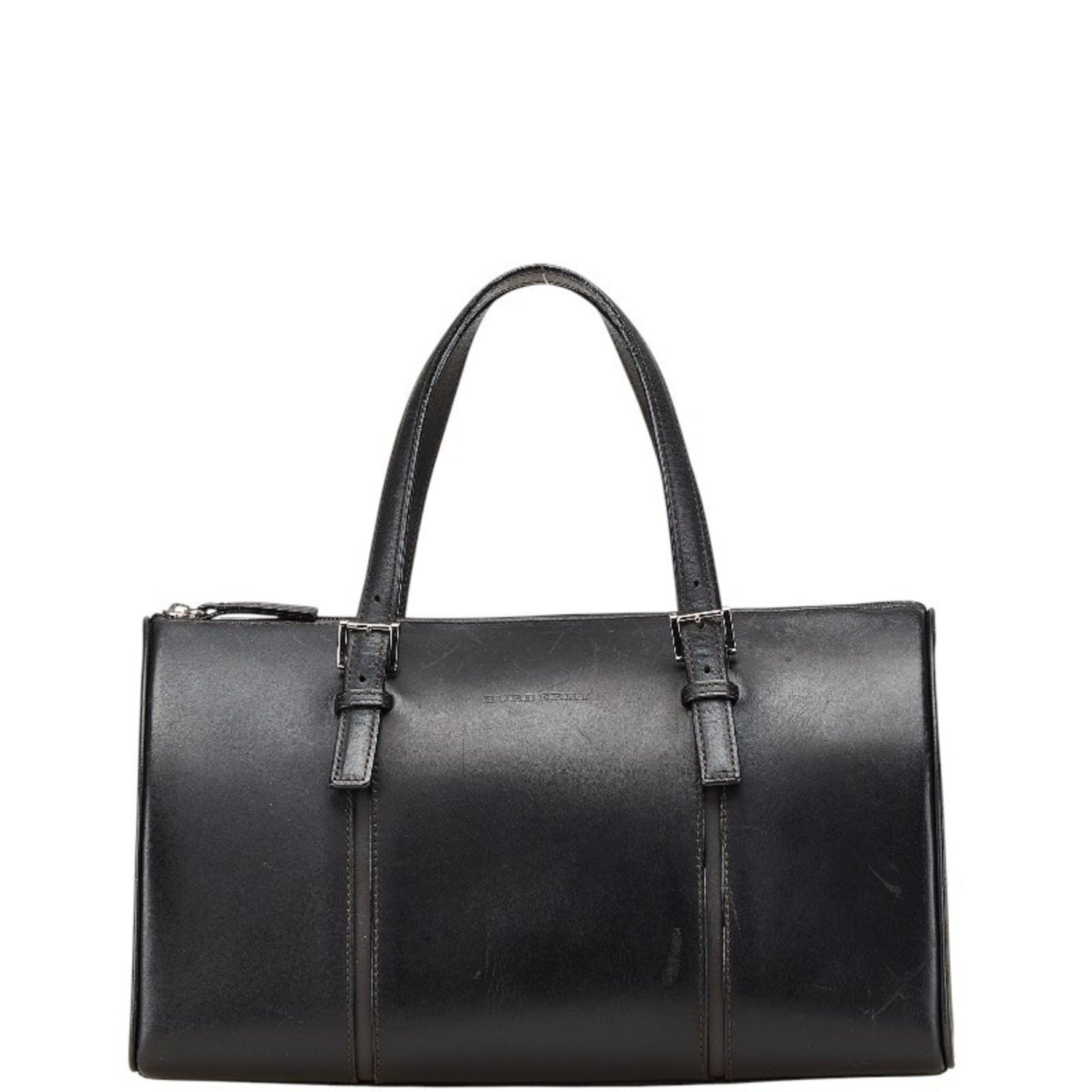 Burberry Nova Check Mini Boston Bag in Black Leather for Women