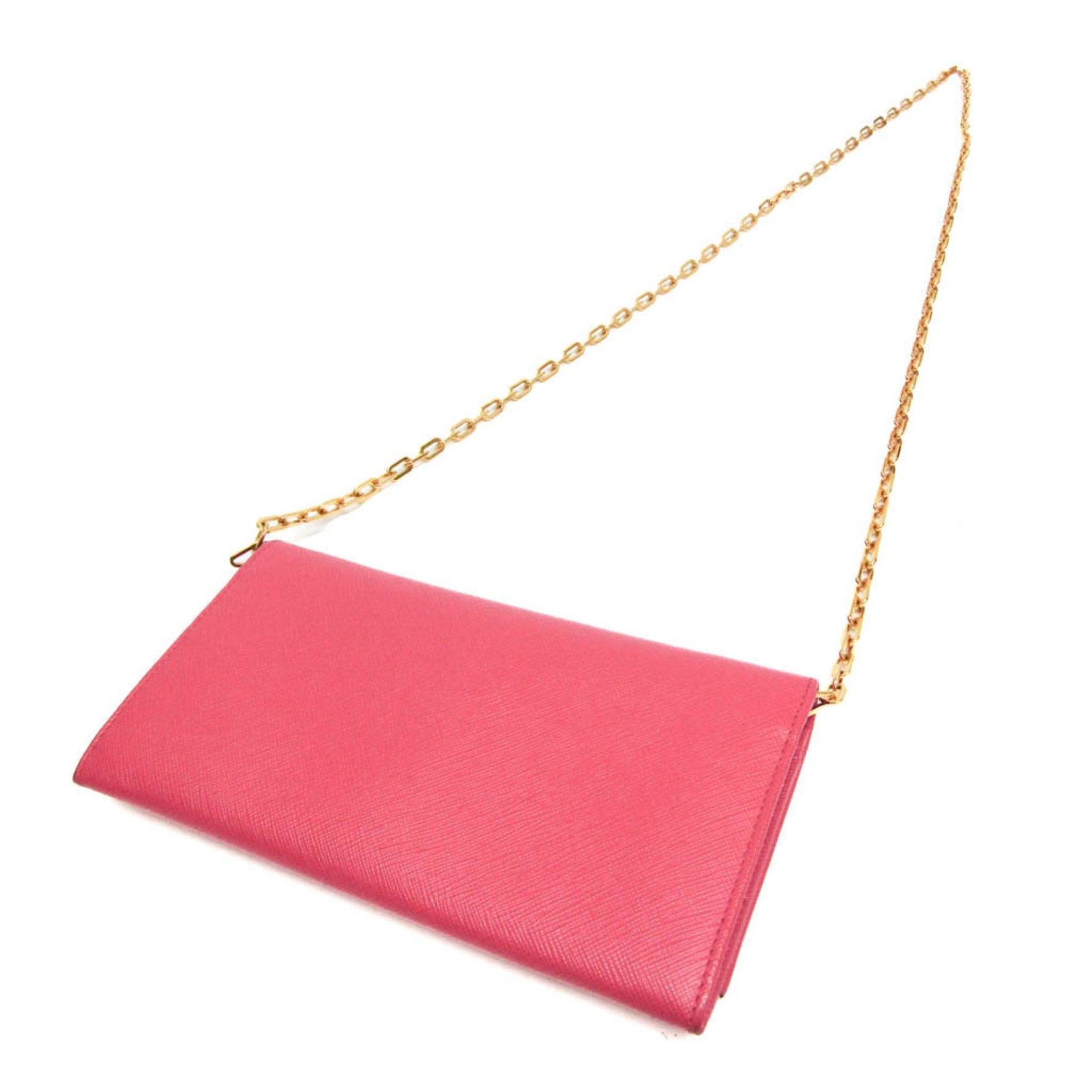 Prada 1MT440 Women's Saffiano Metal Chain/Shoulder Wallet Peonia
