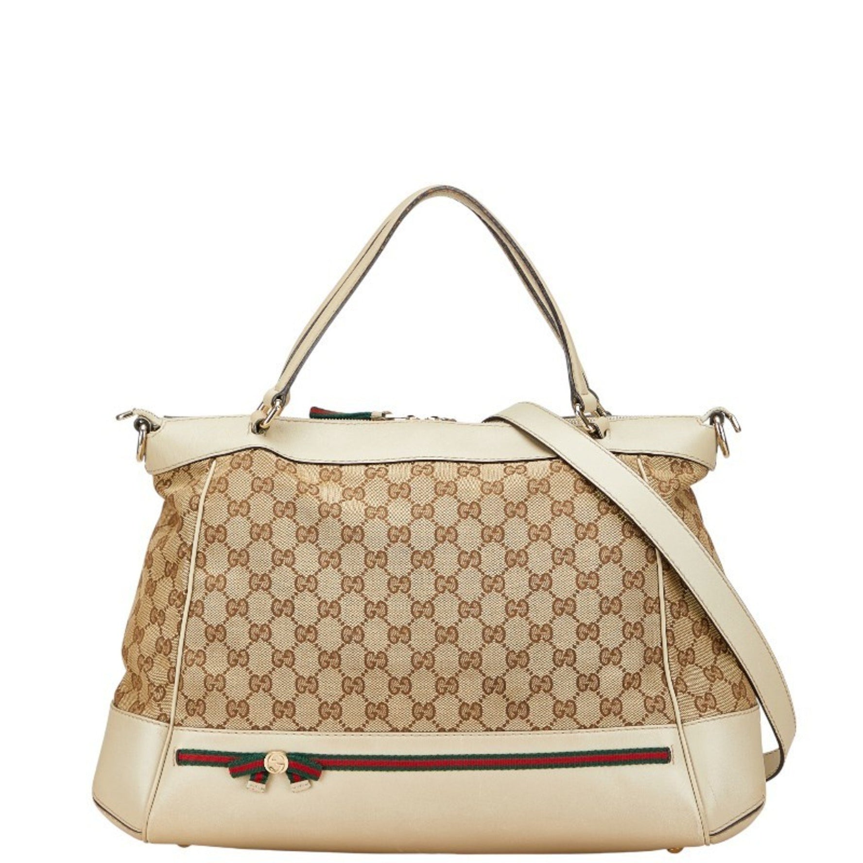 Gucci GG Canvas Sherry Line Mayfair Tote/Shoulder Bag, and Leather