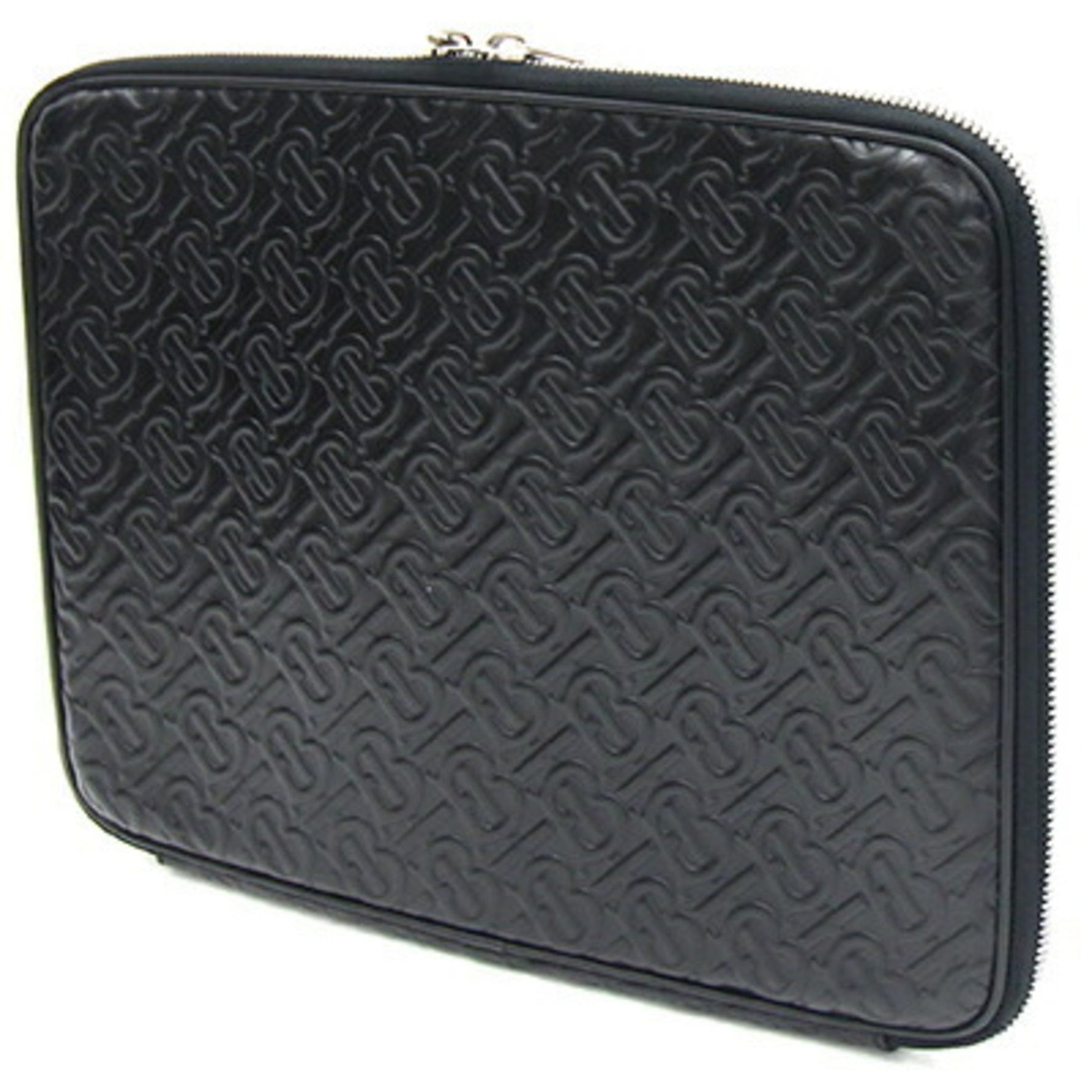 Burberry clutch bag TB Monogram laptop case black leather PC document men's BURBERRY