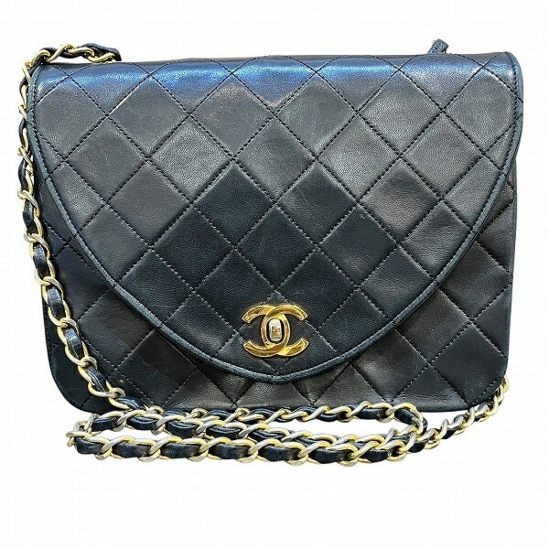 CHANEL Matelasse Chain Shoulder Bag with Single Flap Lambskin, Women's