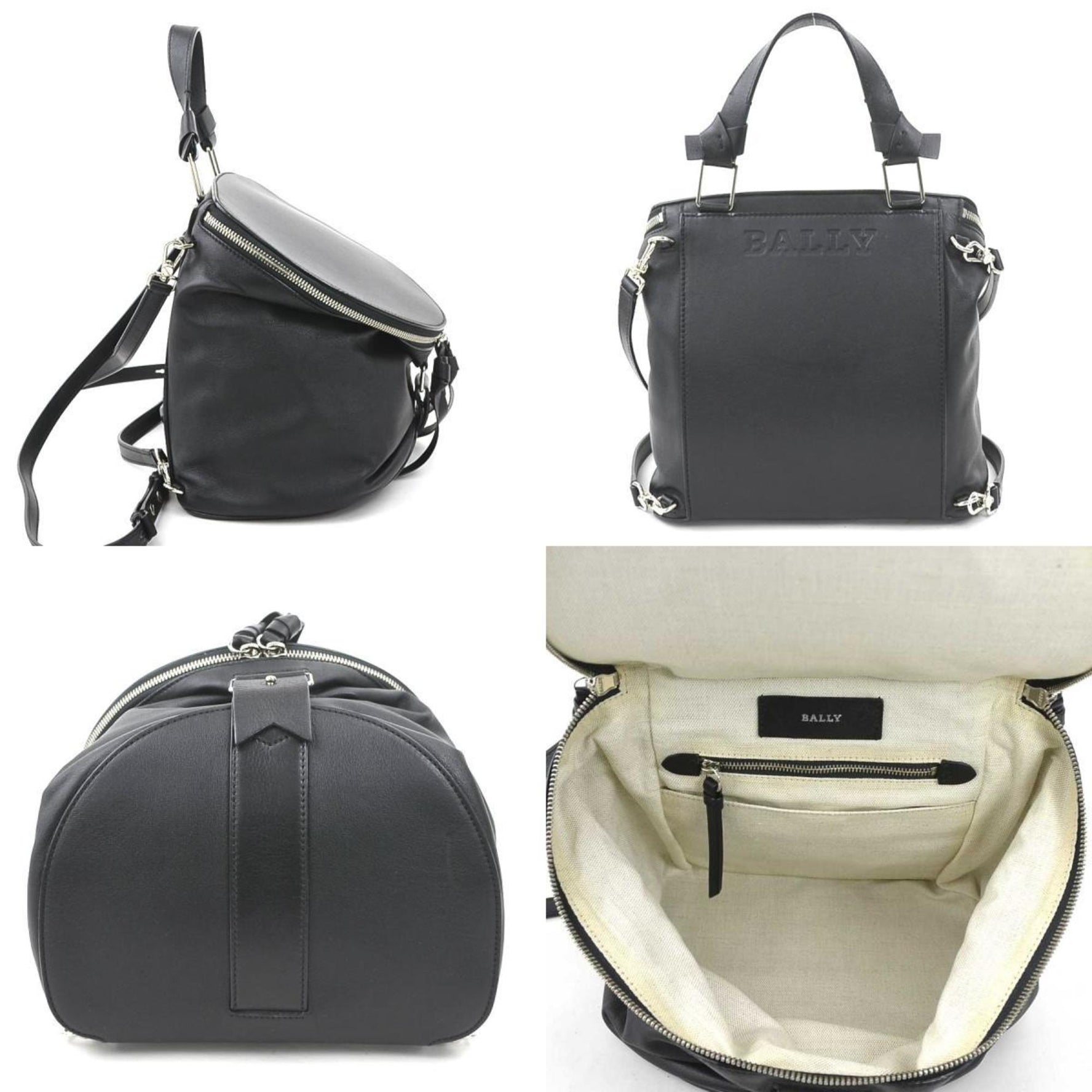 BALLY Backpack Shoulder Bag HARRYET SM Leather Black Women's h31215g