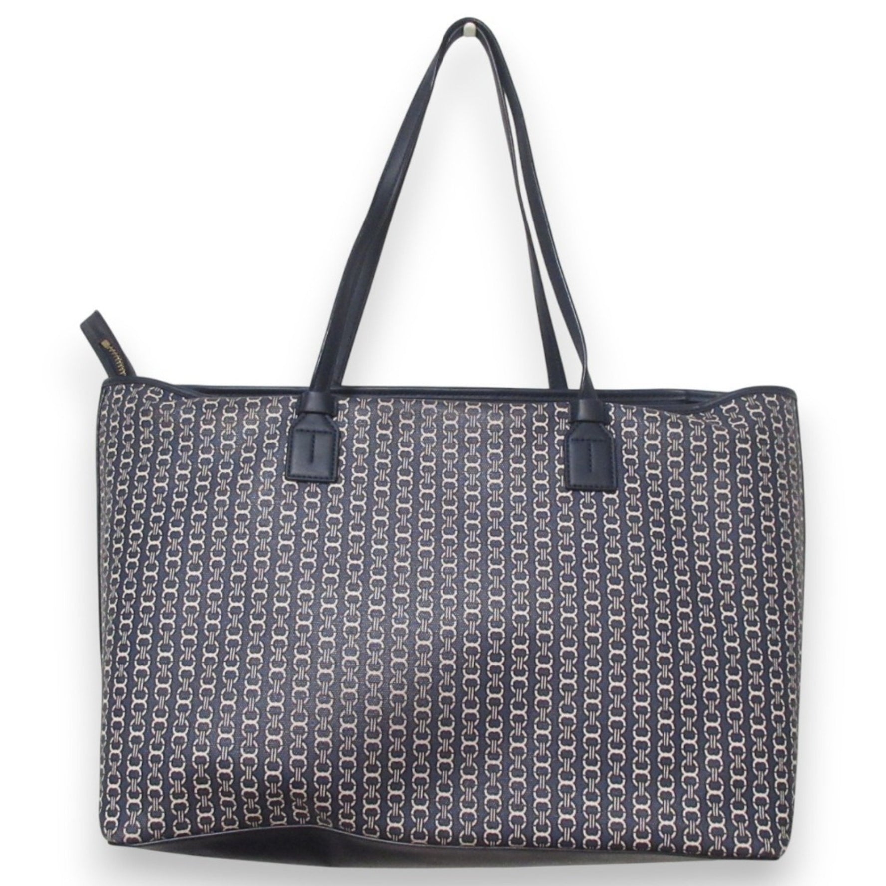 TORY BURCH Geo Logo Tote Bag One Shoulder Navy Women's