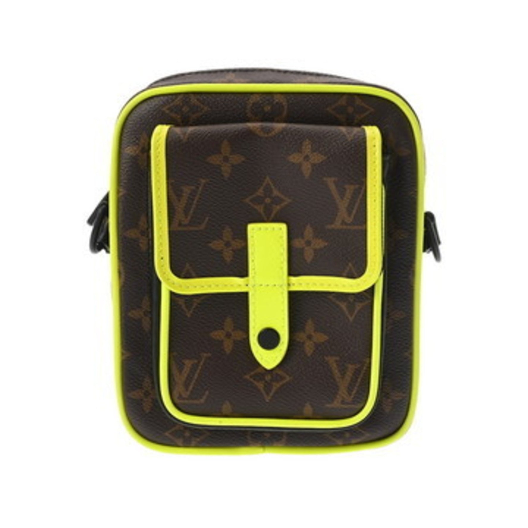 LOUIS VUITTON Monogram Macassar Christopher Wearable Wallet, Neon Yellow, Canvas Shoulder Bag
