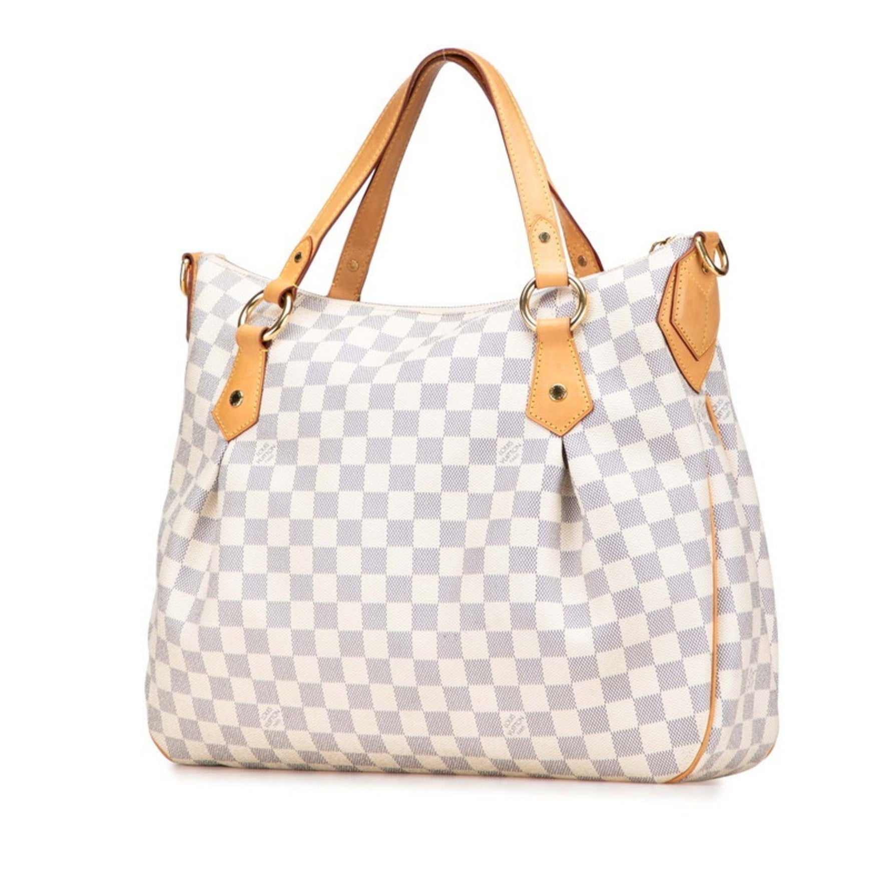 Louis Vuitton Damier Azur Evora MM Handbag White Brown PVC Leather LOUIS VUITTON