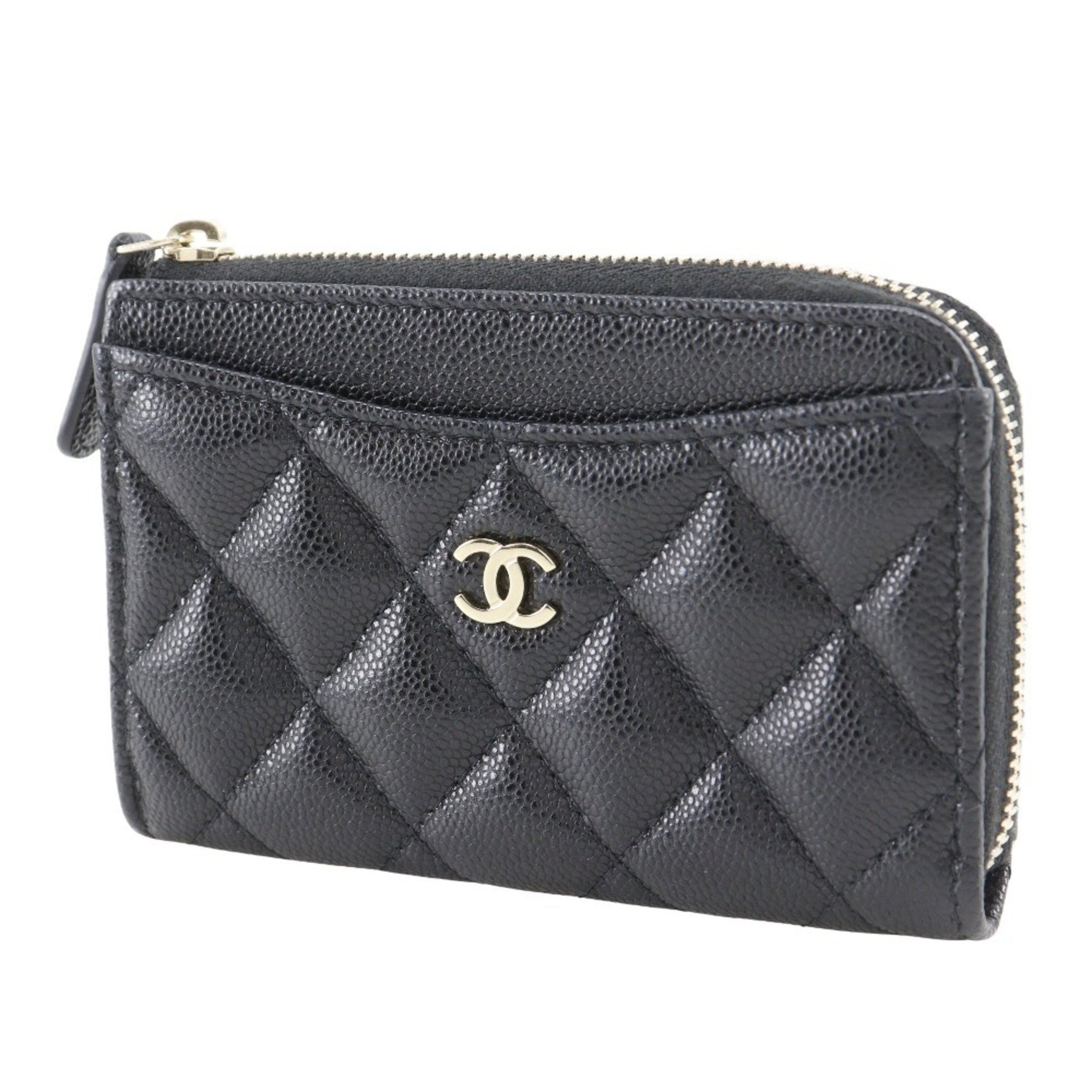 CHANEL Matelasse Coin Case, L-Shaped Fragment Caviar Leather