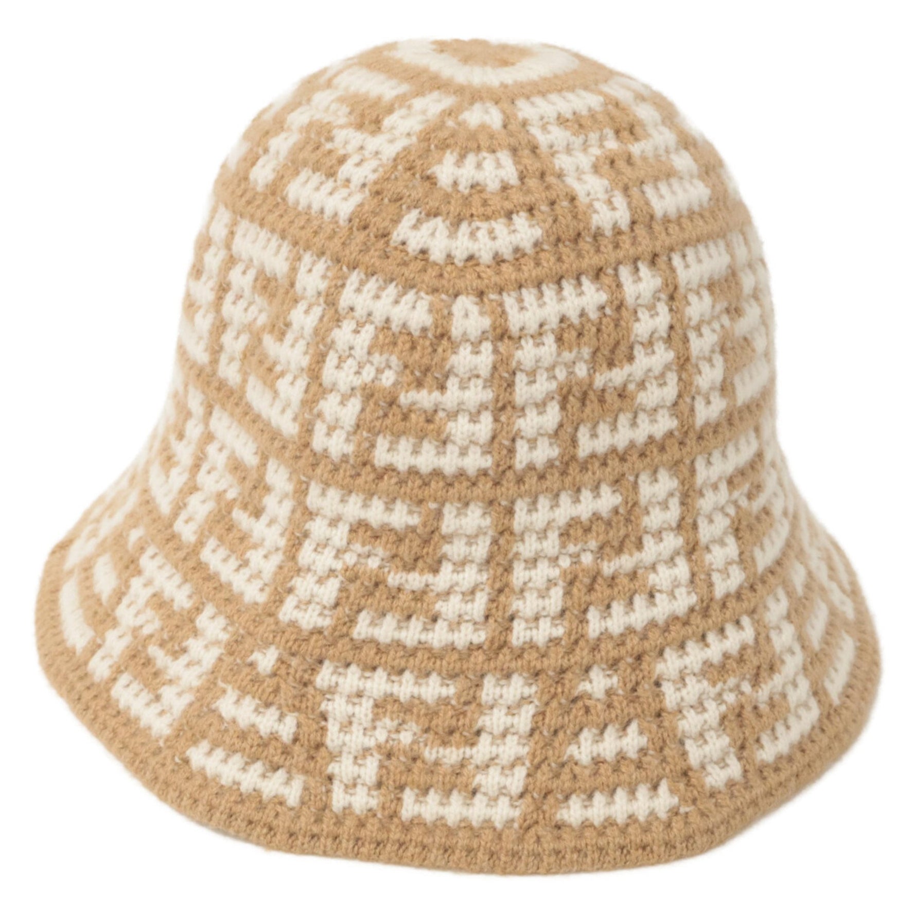 FENDI ALSQ FF Cashmere Crochet Bucket Hat, Size 57