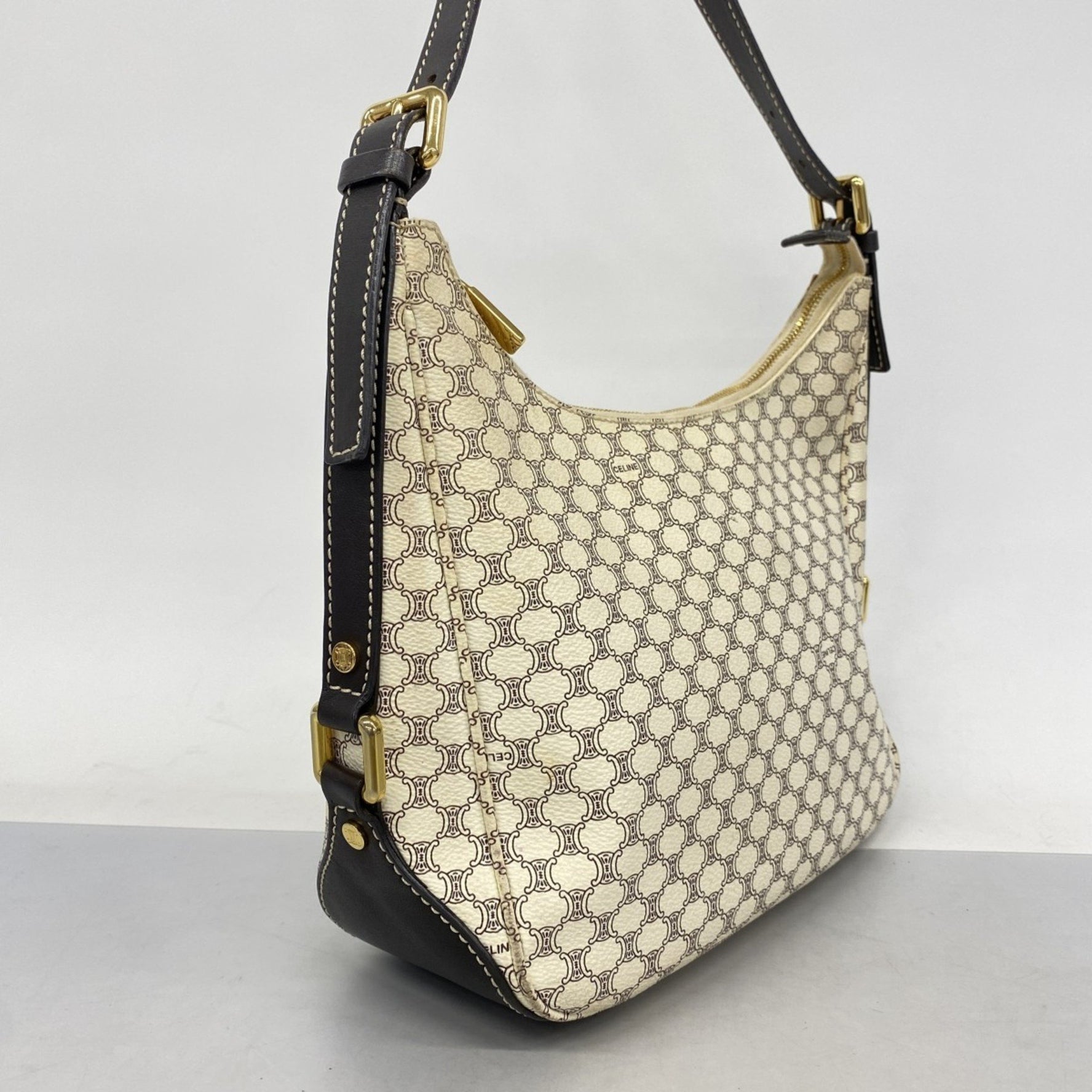 Celine Shoulder Bag Macadam Ivory Brown