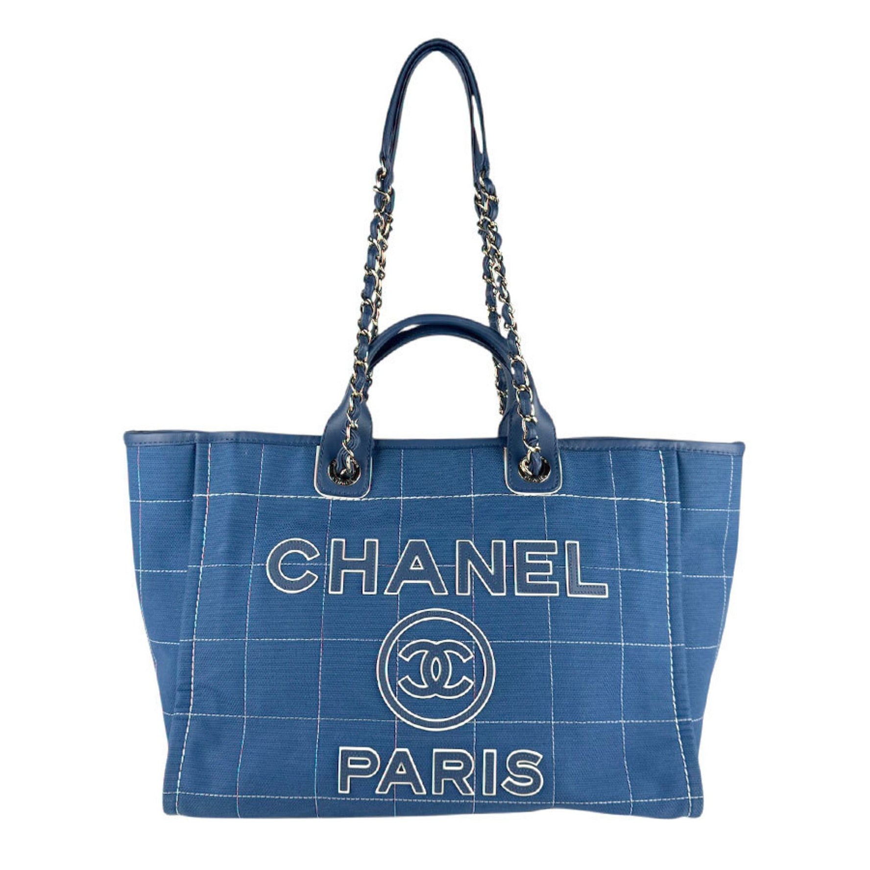 CHANEL Deauville GM Canvas Shoulder Bag/Handbag
