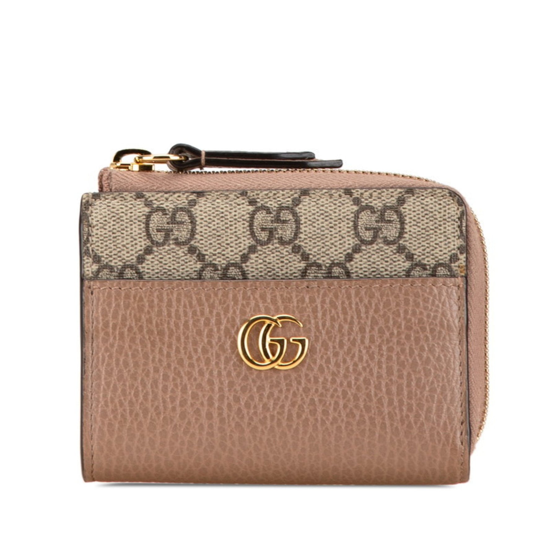 Gucci GG Marmont L-shaped bi-fold wallet Beige PVC Leather Women's GUCCI