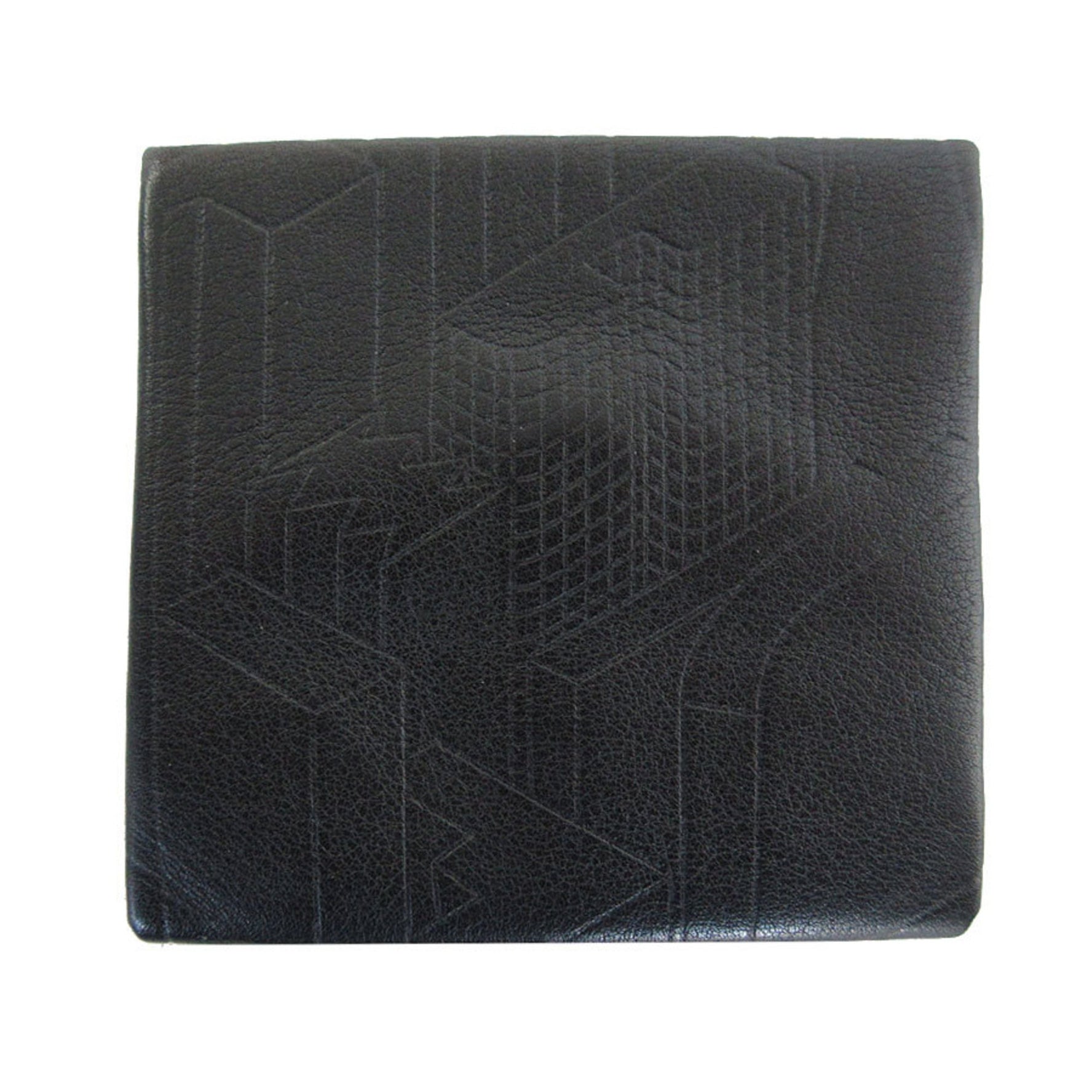 Hermes HERMES Wallet/Coin Case Bastia Embossed Leather Black Men's s0484g